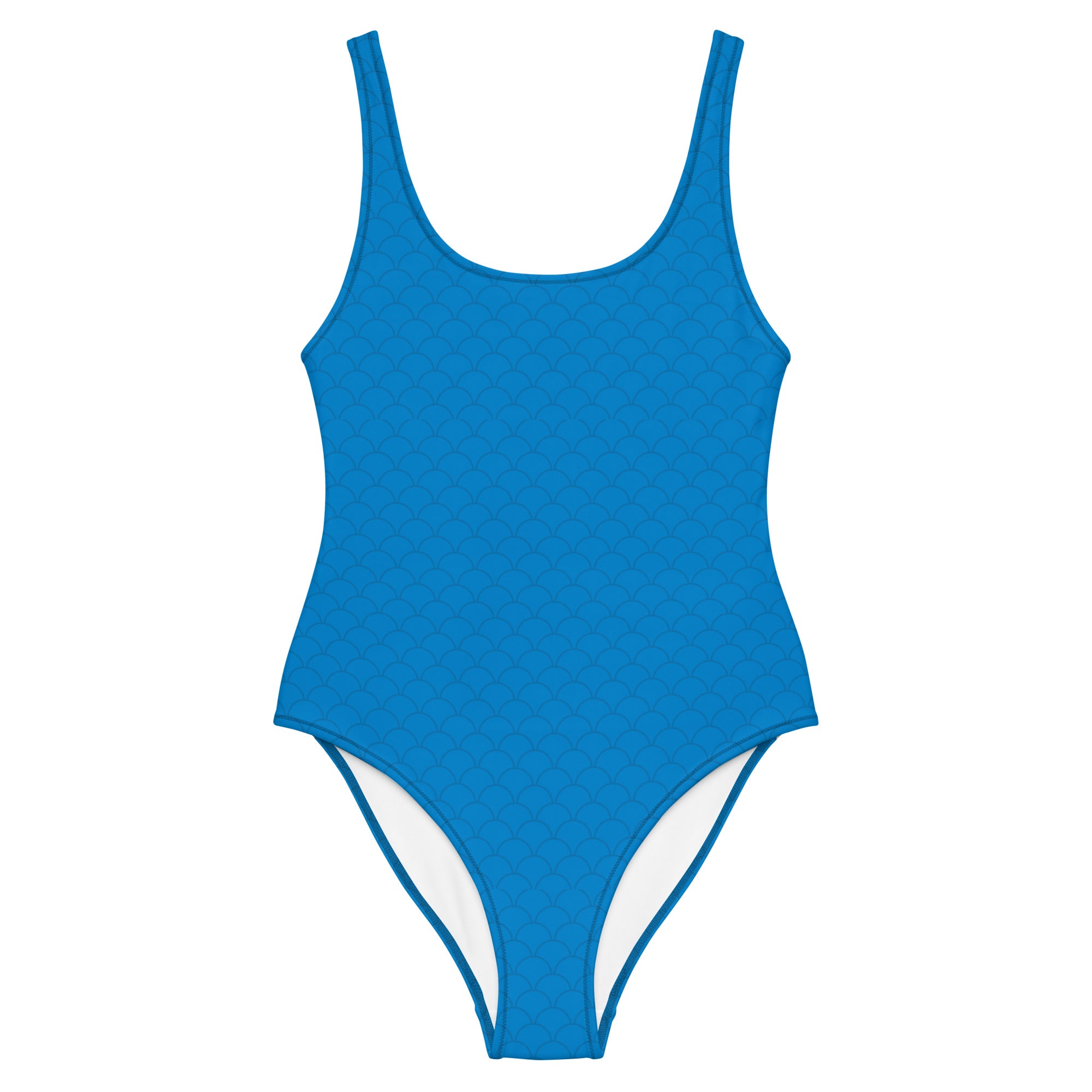 Blue Neutral Fish Scale Pattern One-Piece Swimsuit