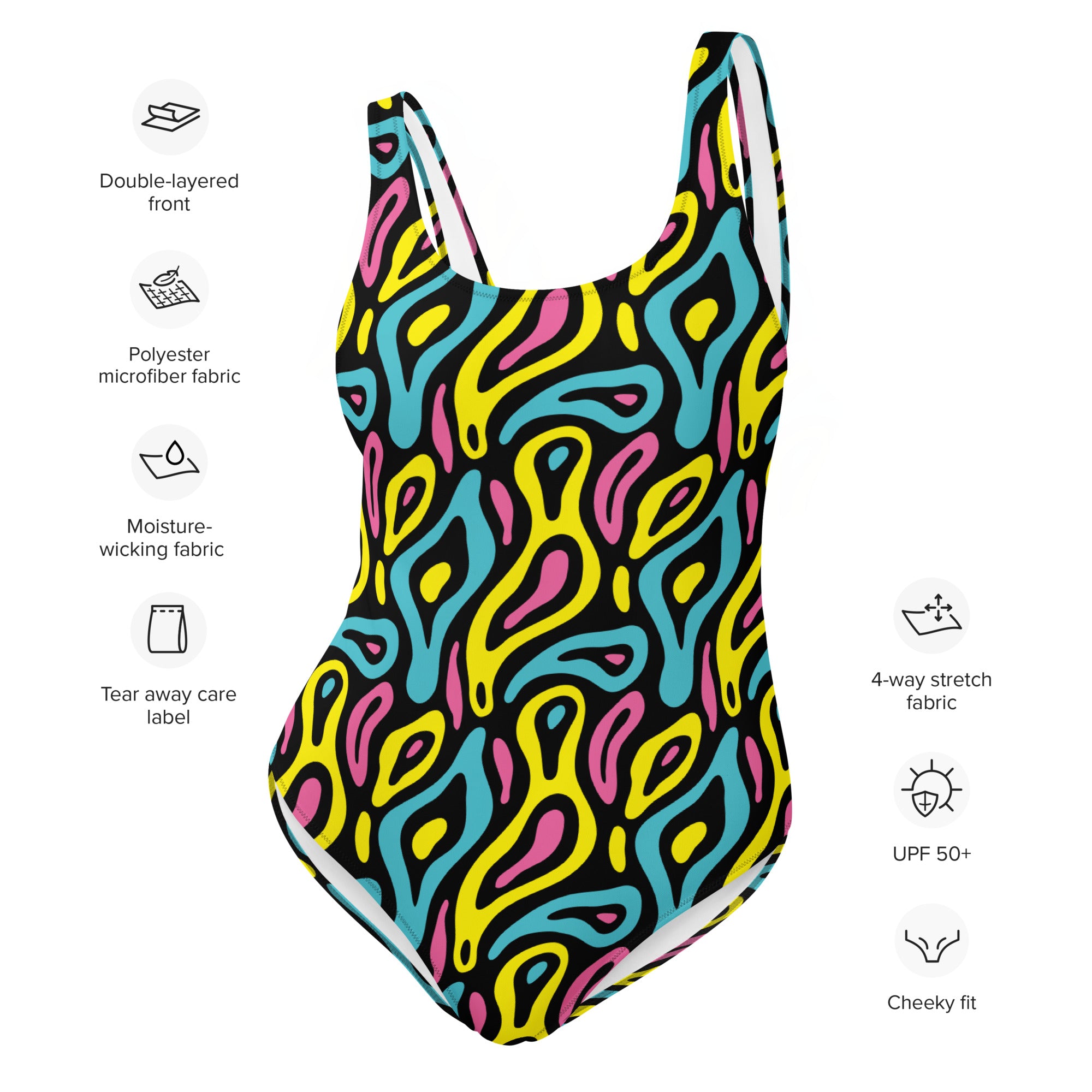 Colorful Neo Memphis Geometric Pattern One-Piece Swimsuit