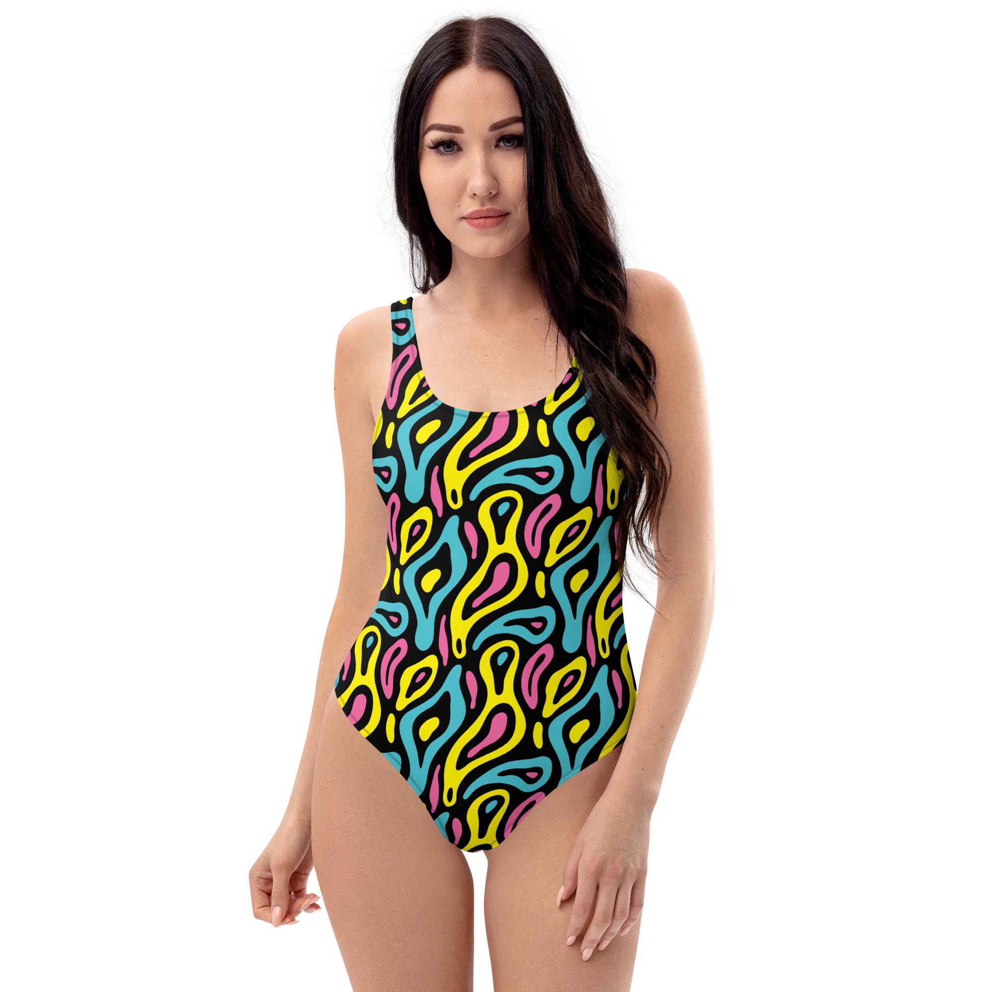 Colorful Neo Memphis Geometric Pattern One-Piece Swimsuit