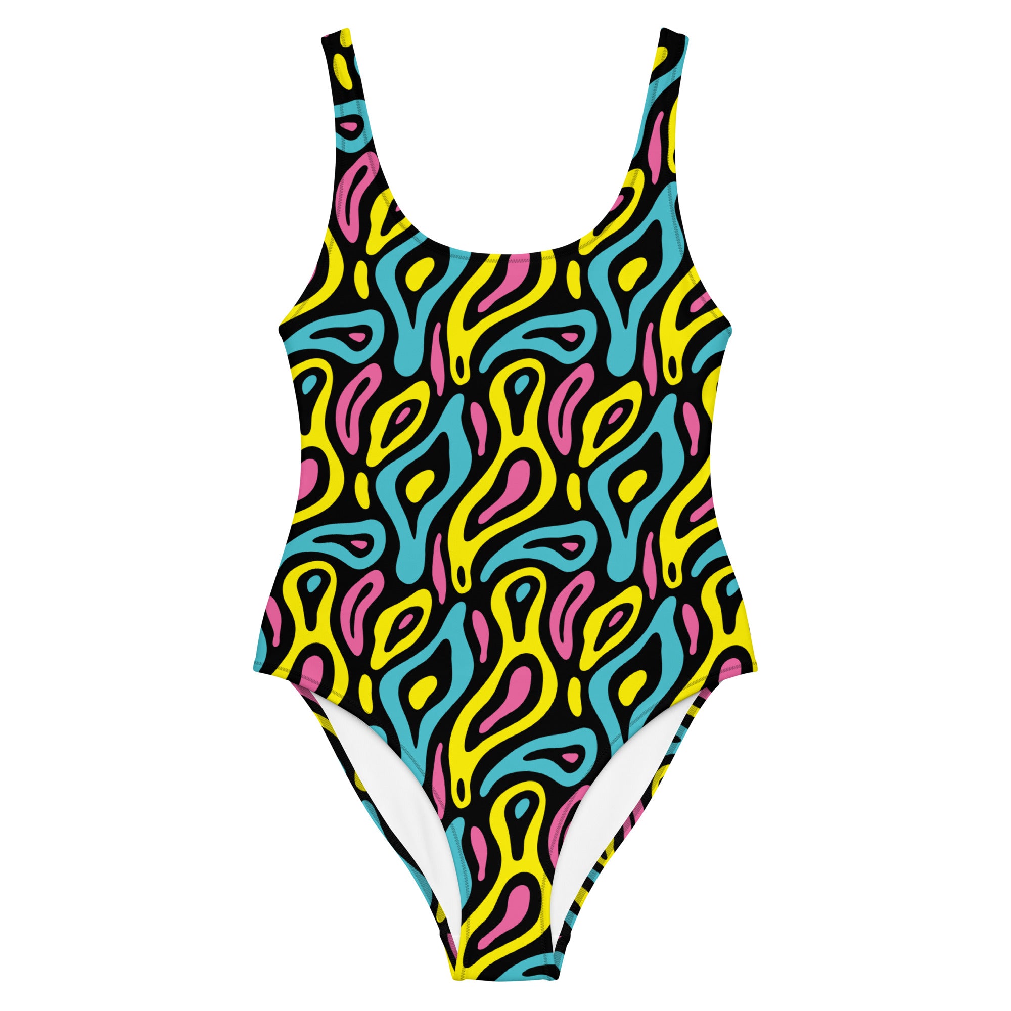 Colorful Neo Memphis Geometric Pattern One-Piece Swimsuit
