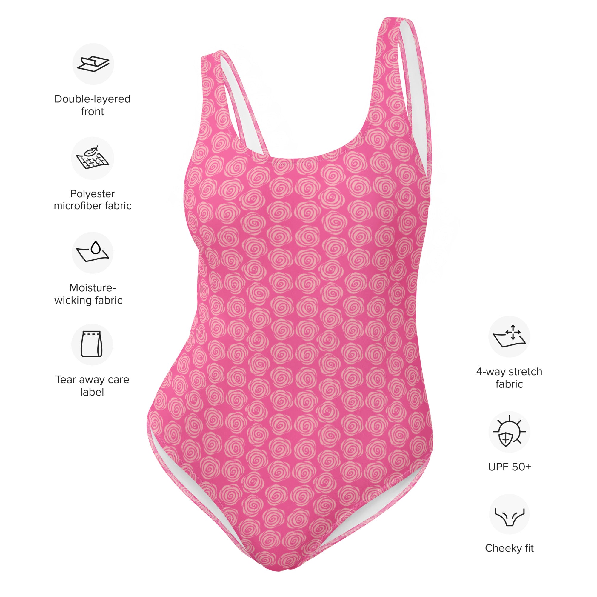Preppy Pink Roses Valentine Inspired Cute One-Piece Swimsuit