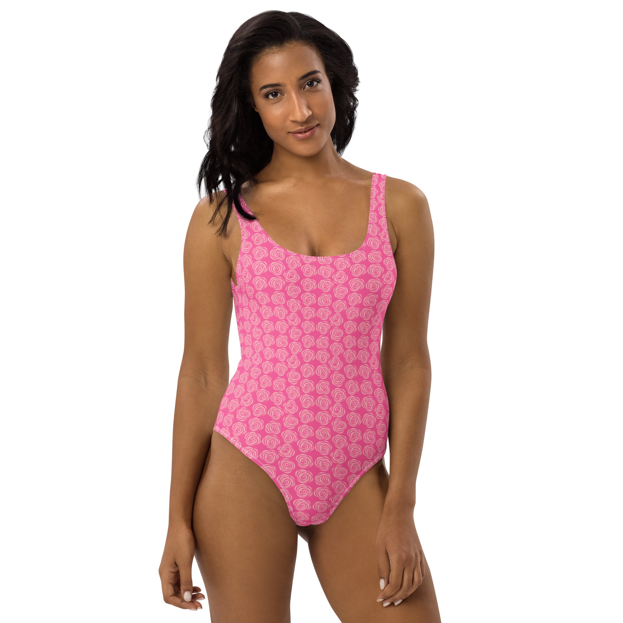 Preppy Pink Roses Valentine Inspired Cute One-Piece Swimsuit