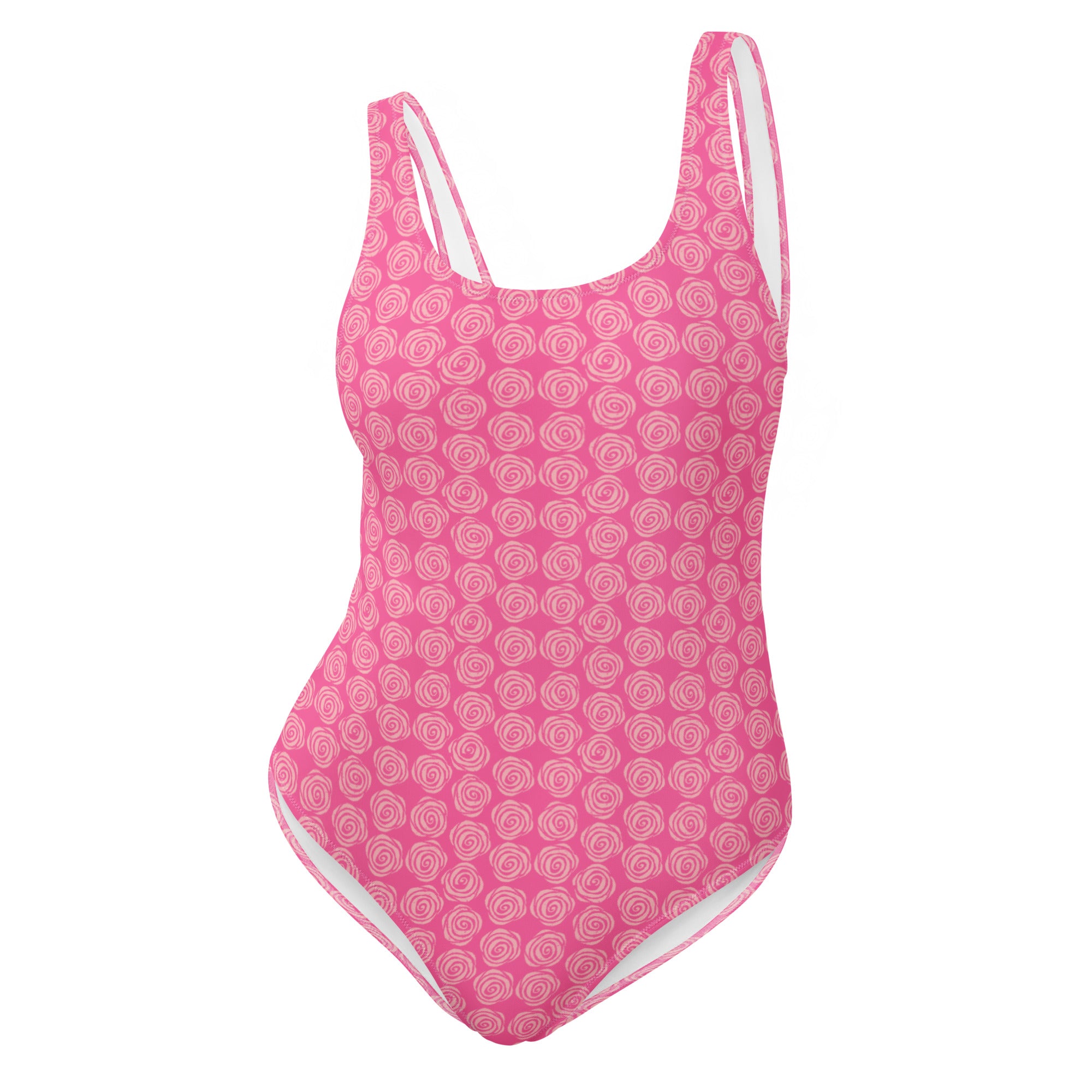 Preppy Pink Roses Valentine Inspired Cute One-Piece Swimsuit
