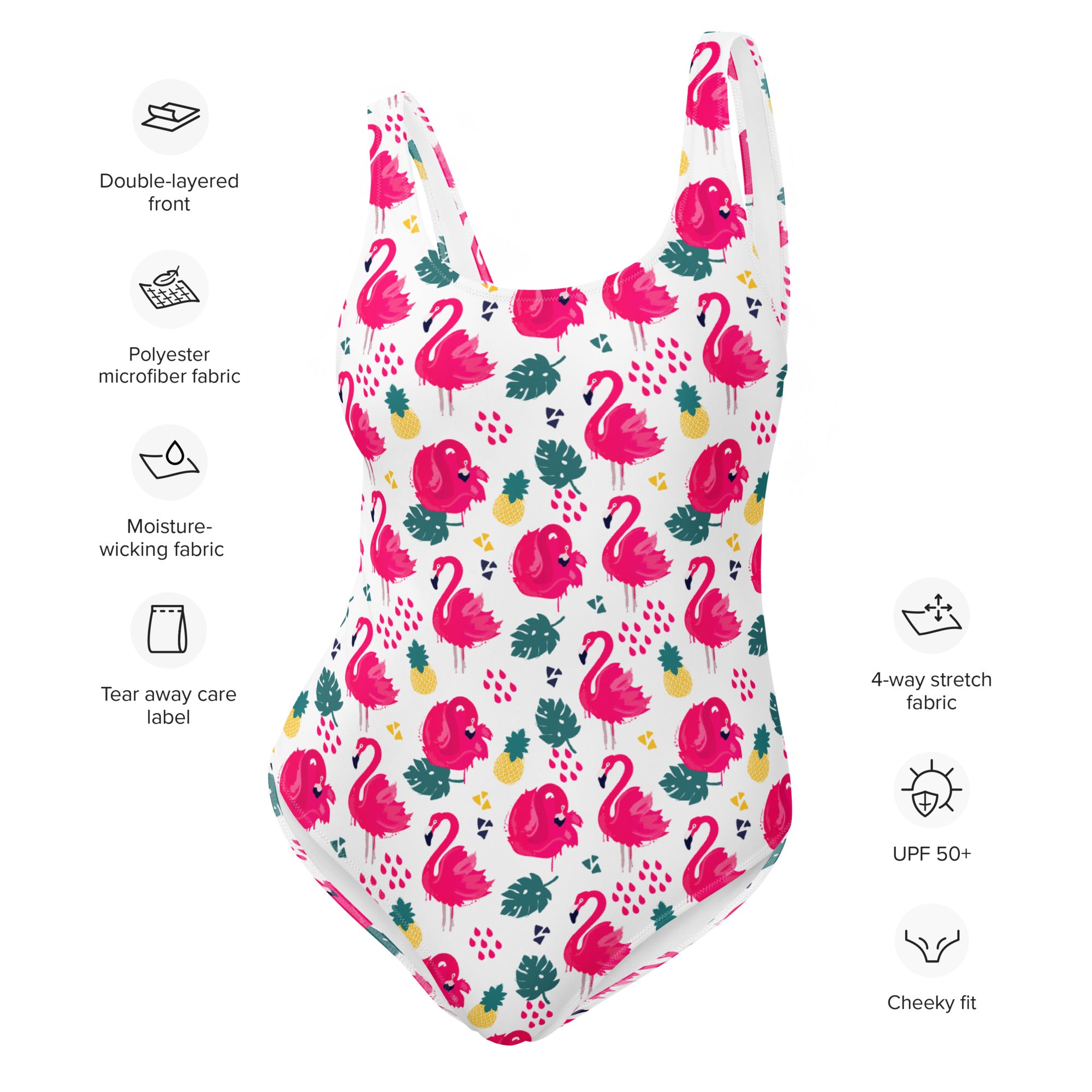 Preppy Pink Southern Flamingo Print One-Piece Swimsuit