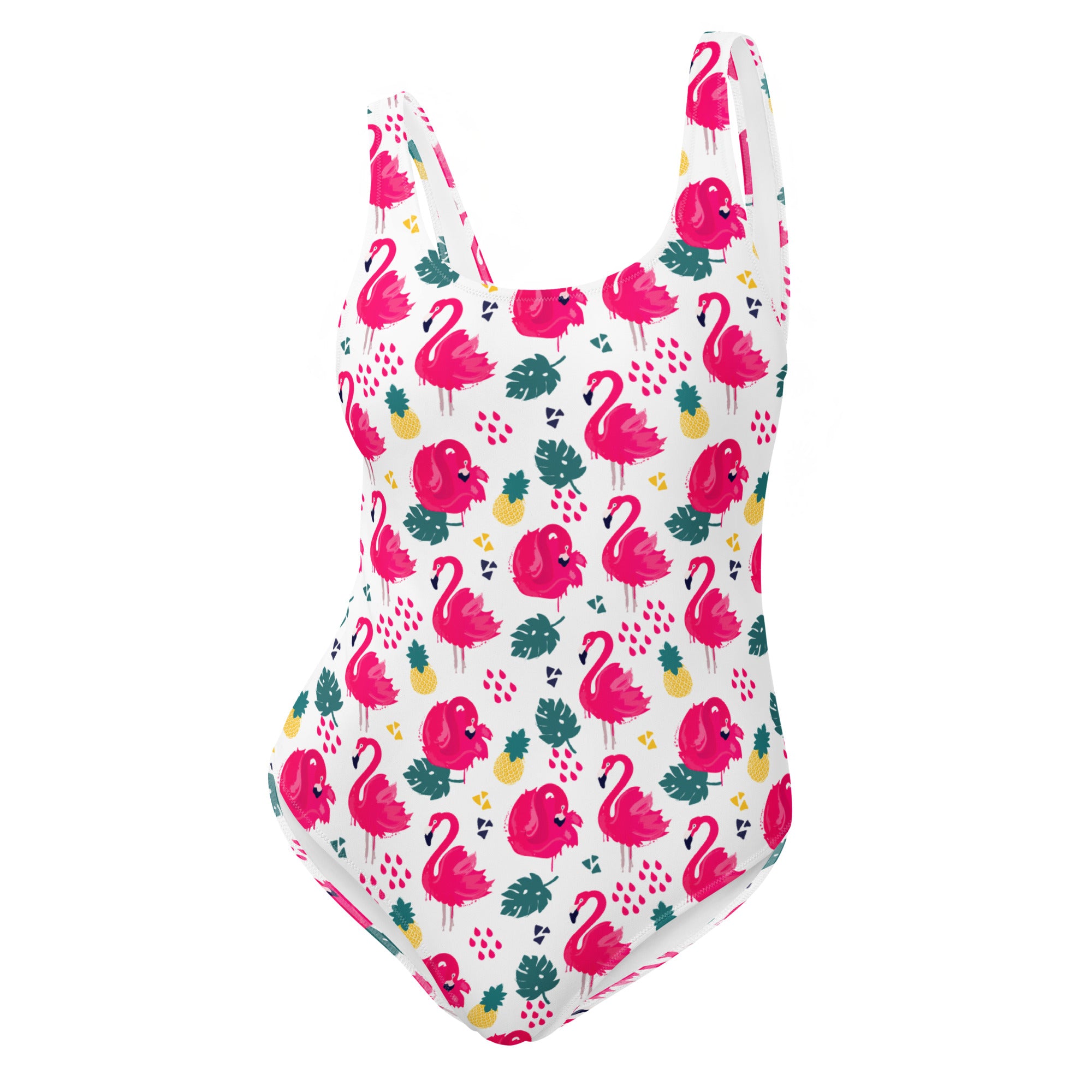 Preppy Pink Southern Flamingo Print One-Piece Swimsuit