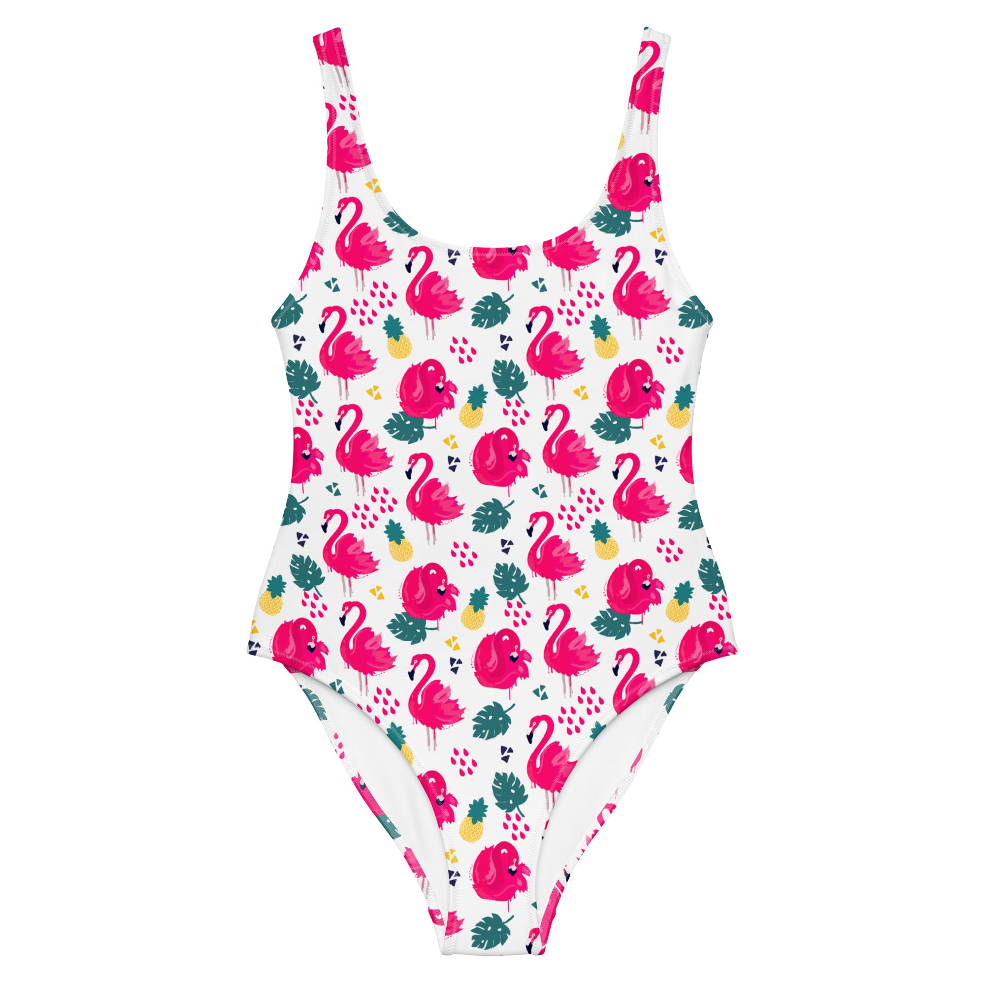 Preppy Pink Southern Flamingo Print One-Piece Swimsuit