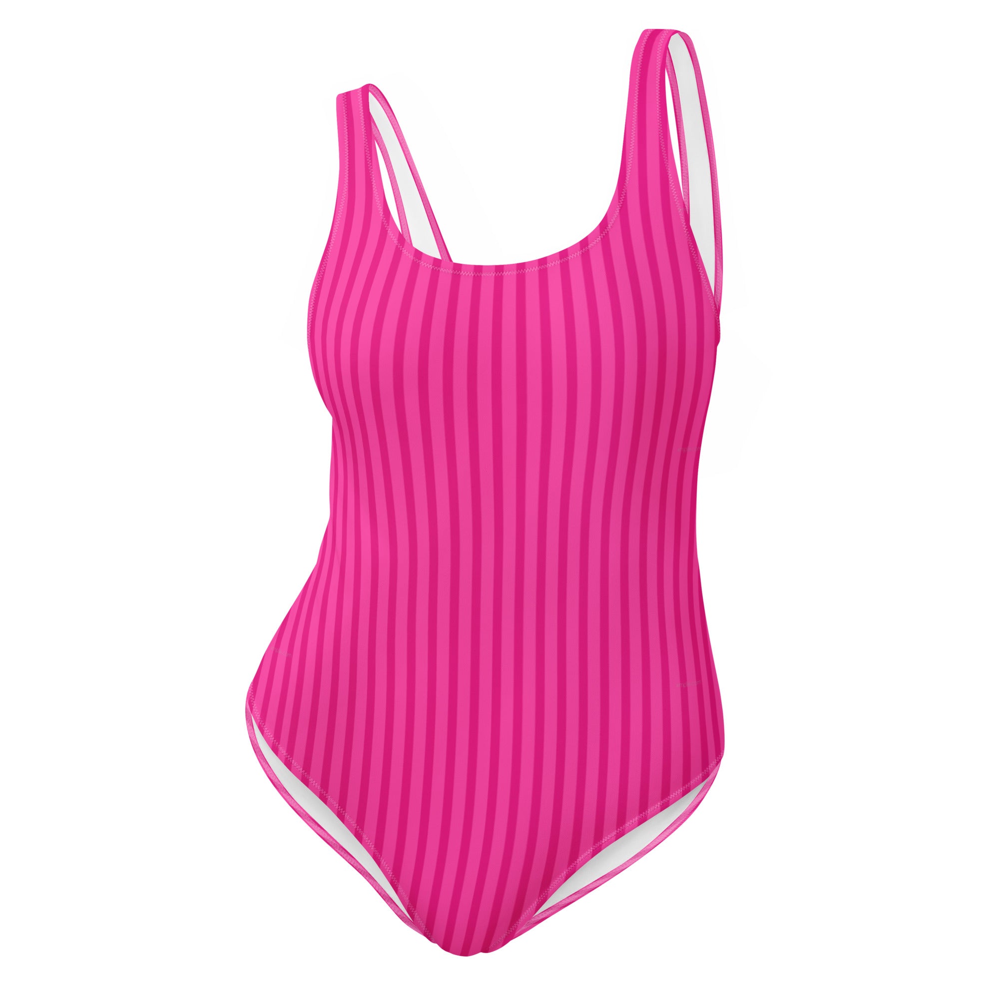 Preppy Aesthetic Pink Bubblegum Striped One-Piece Swimsuit