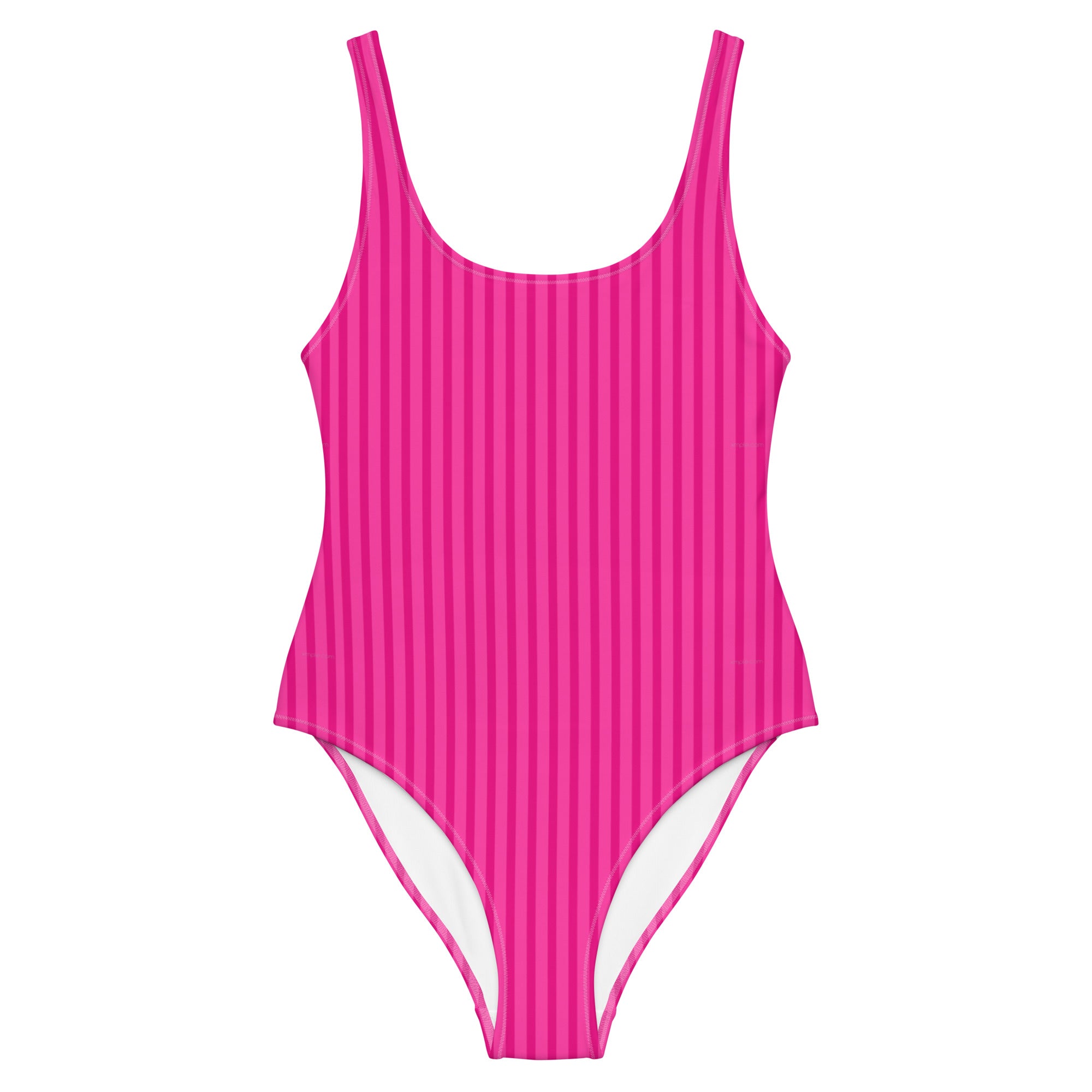 Preppy Aesthetic Pink Bubblegum Striped One-Piece Swimsuit