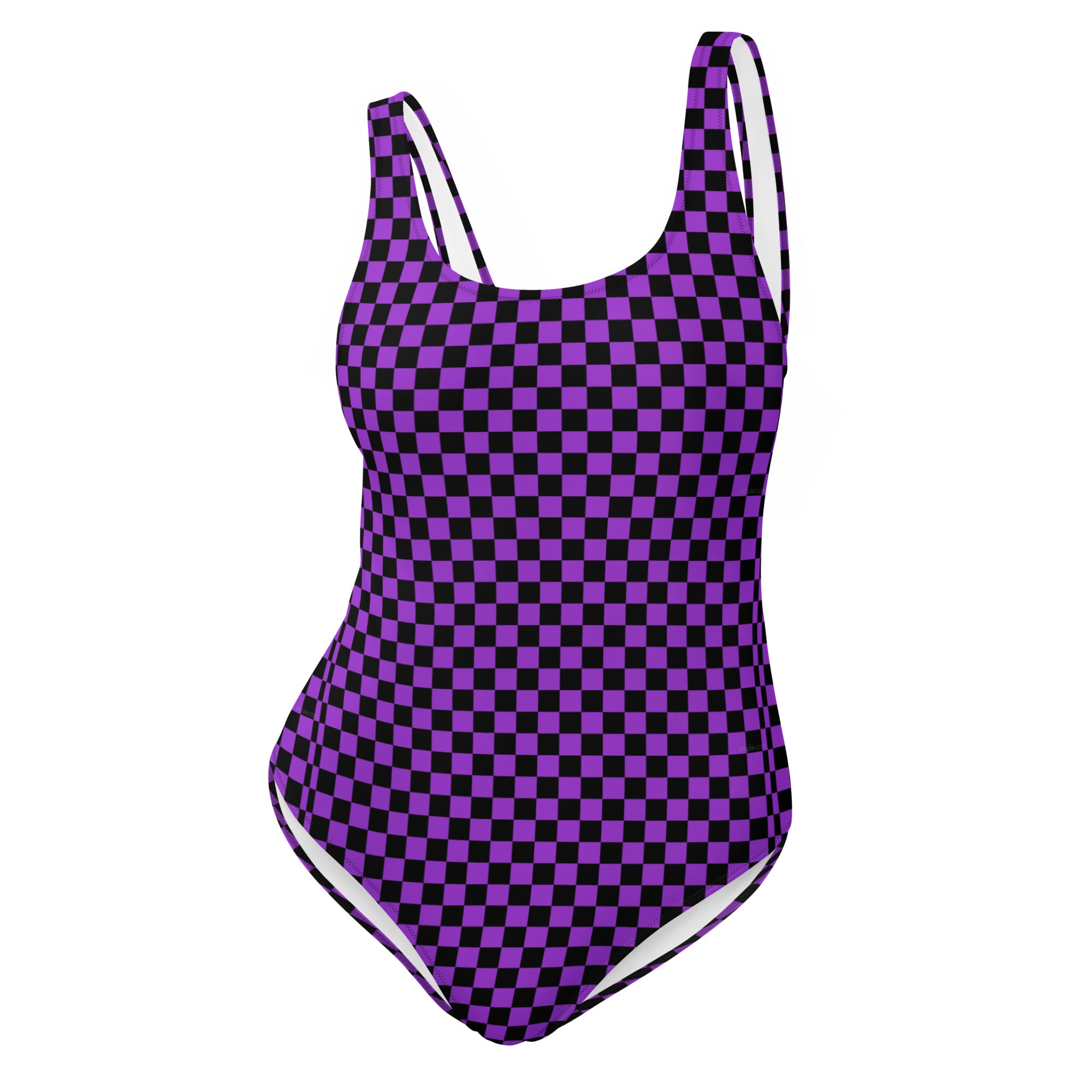 Preppy Purple Checkered One-Piece Swimsuit