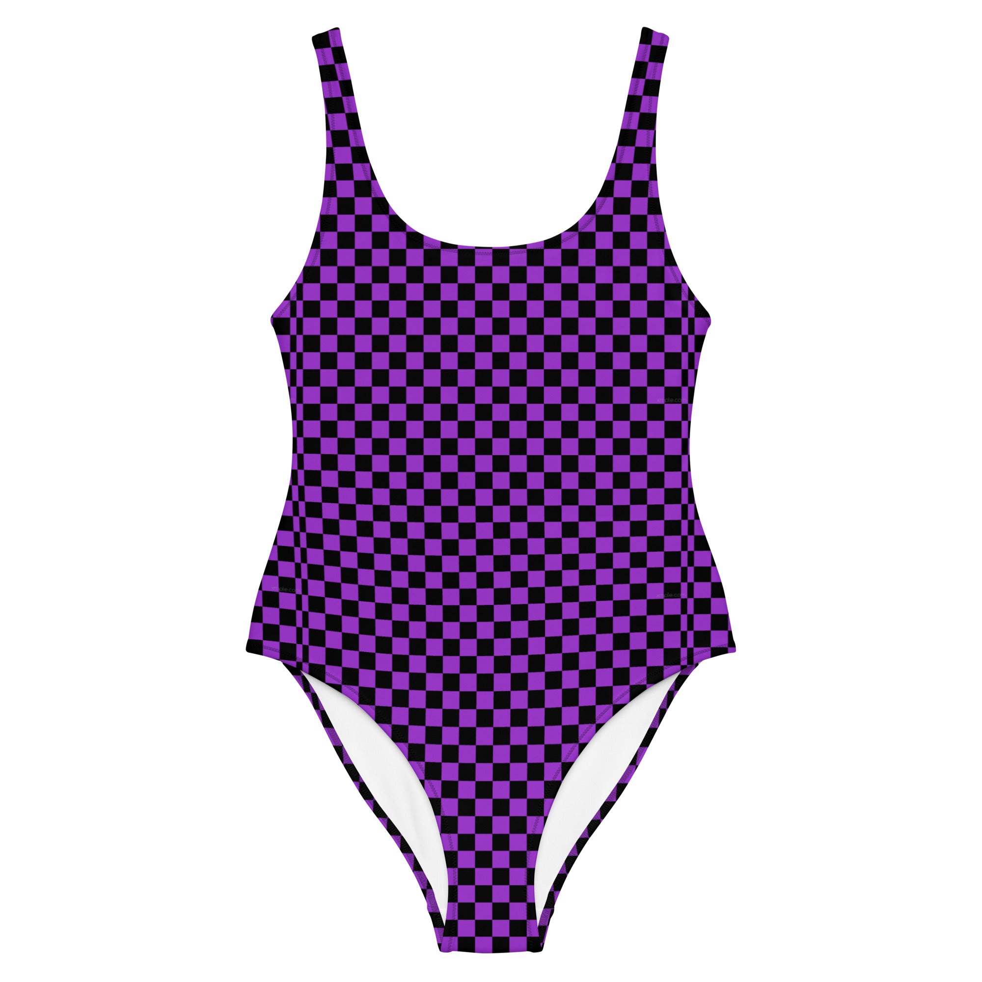Preppy Purple Checkered One-Piece Swimsuit