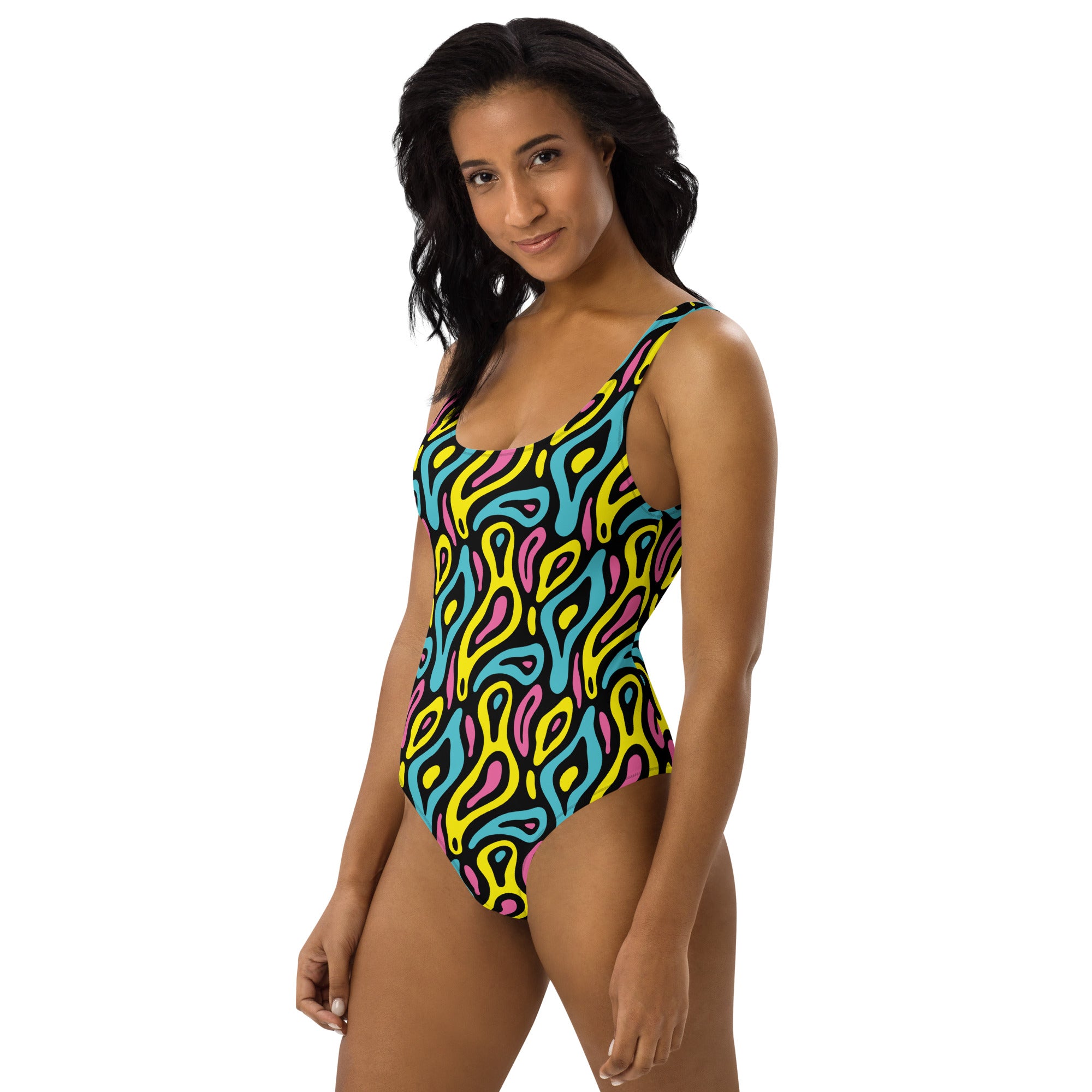 Colorful Neo Memphis Geometric Pattern One-Piece Swimsuit