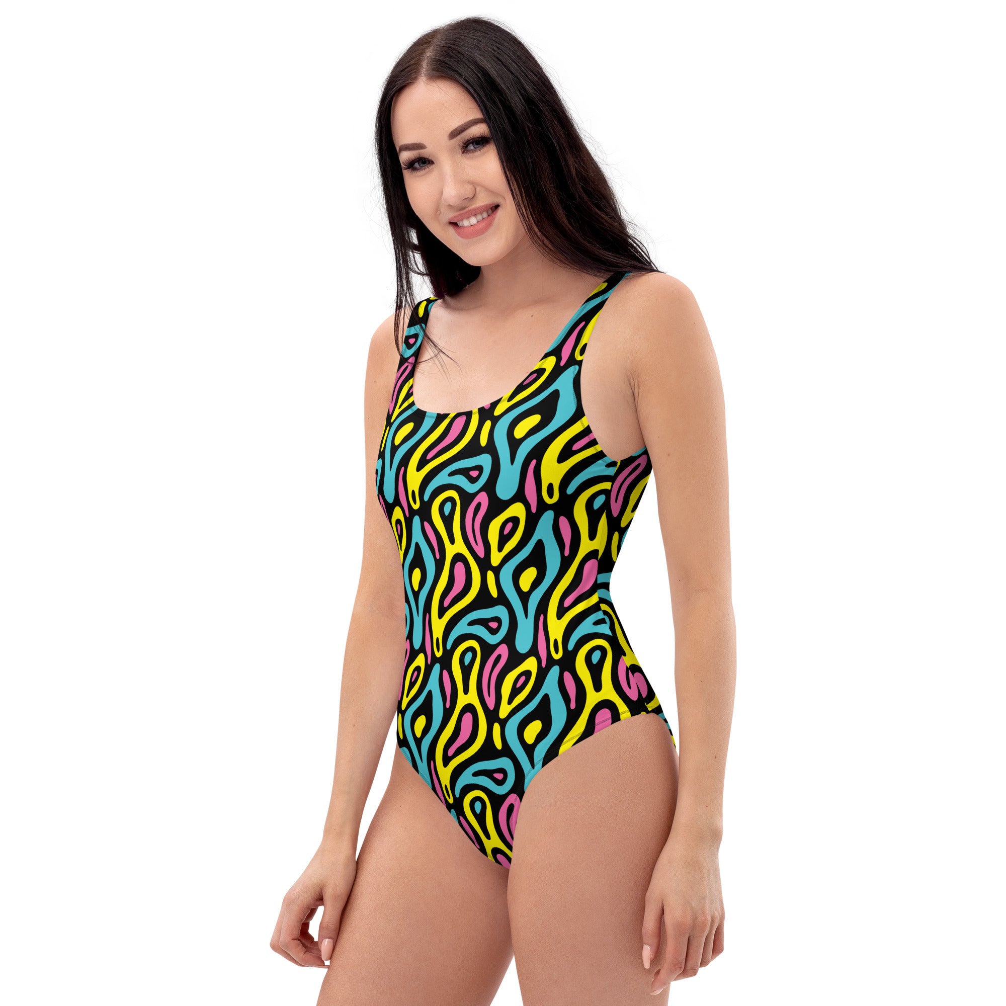 Colorful Neo Memphis Geometric Pattern One-Piece Swimsuit