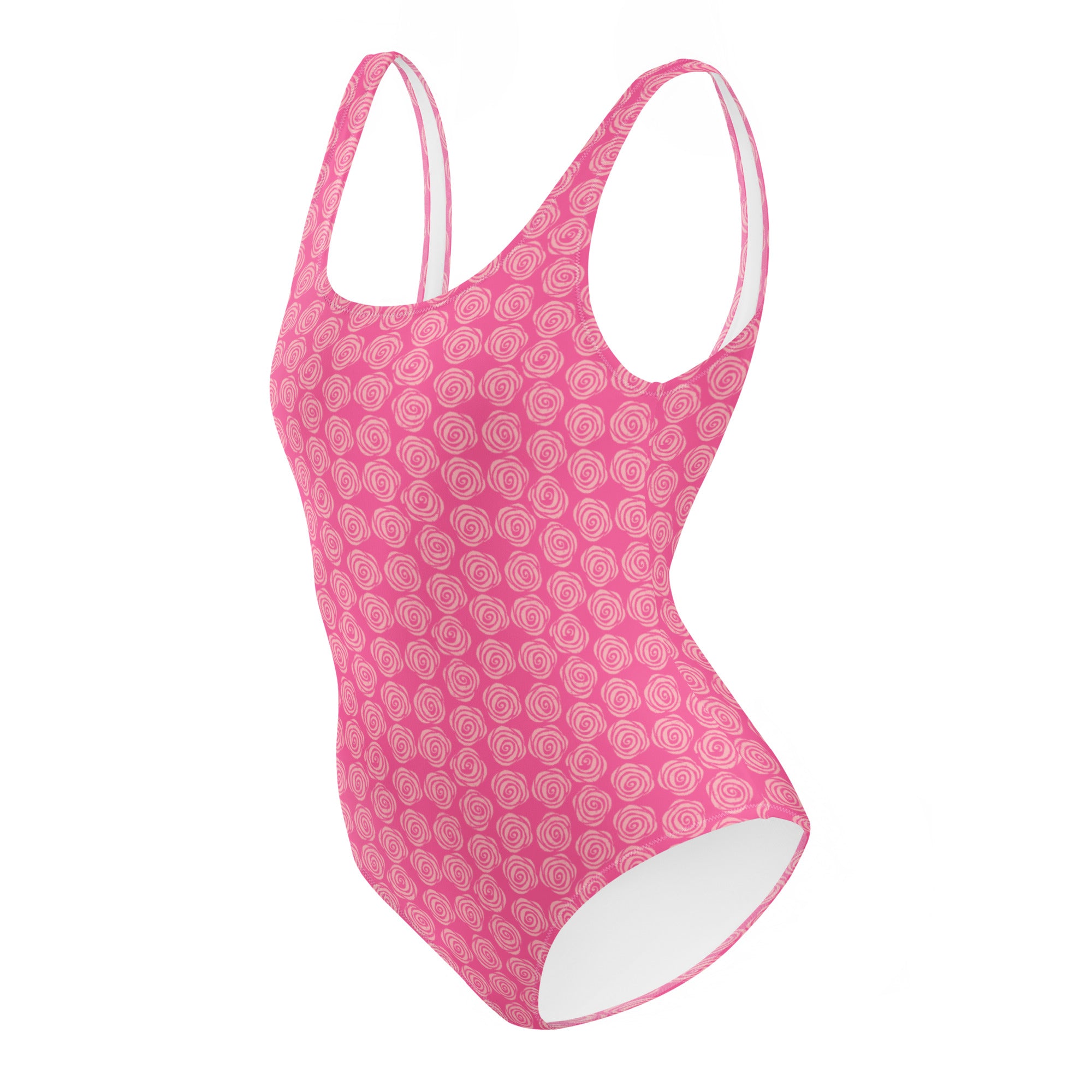 Preppy Pink Roses Valentine Inspired Cute One-Piece Swimsuit