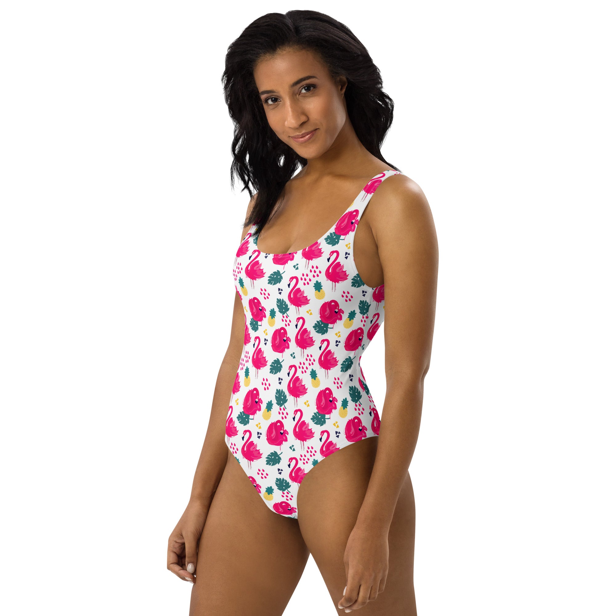 Preppy Pink Southern Flamingo Print One-Piece Swimsuit