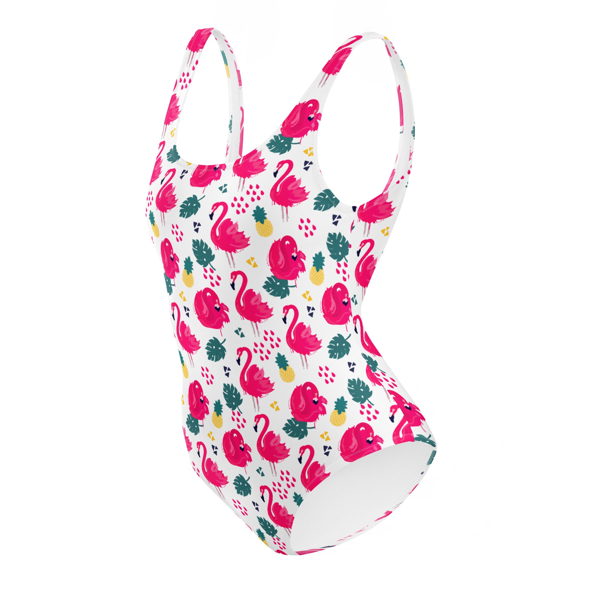 Preppy Pink Southern Flamingo Print One-Piece Swimsuit