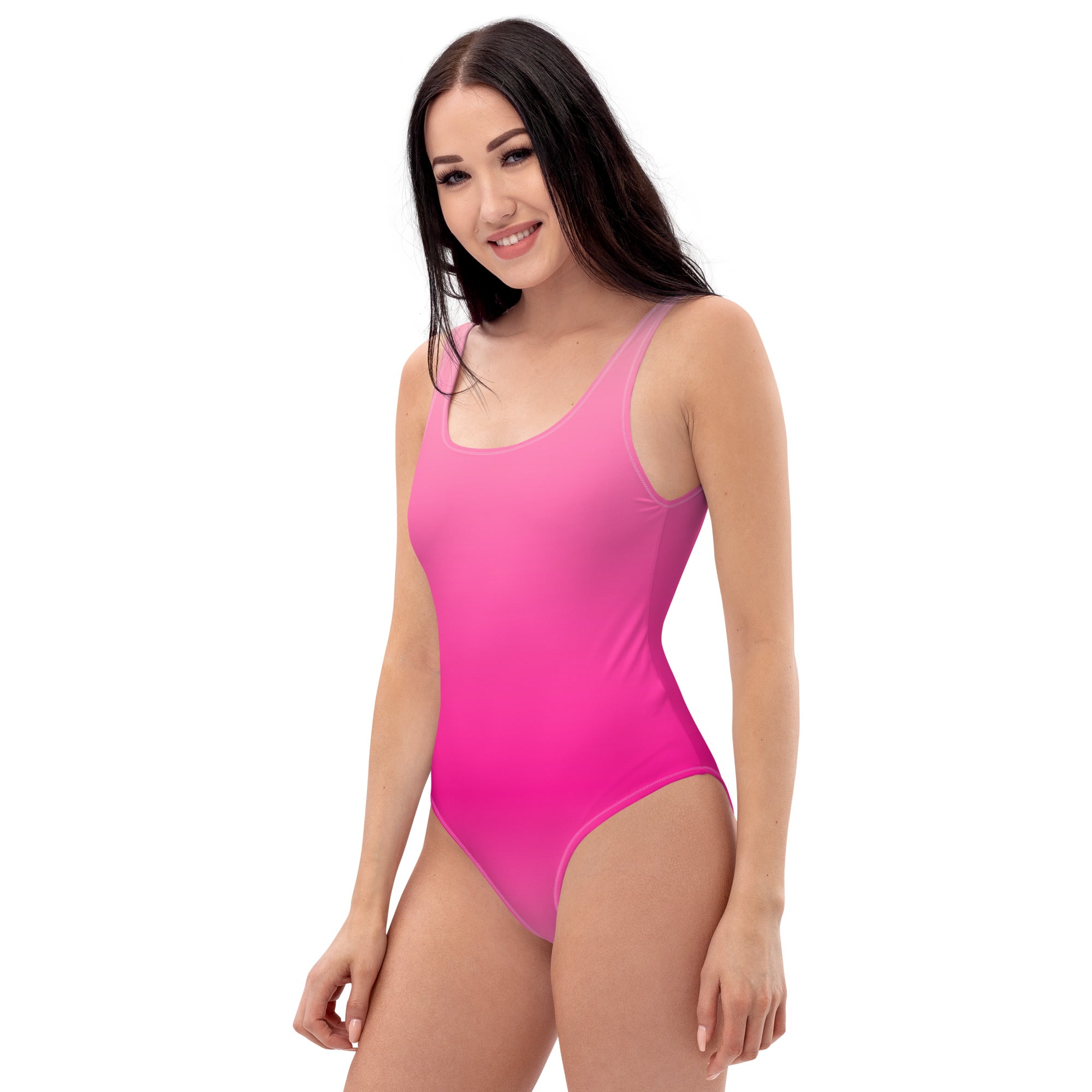 Preppy Pink Gradient One-Piece Swimsuit for Women