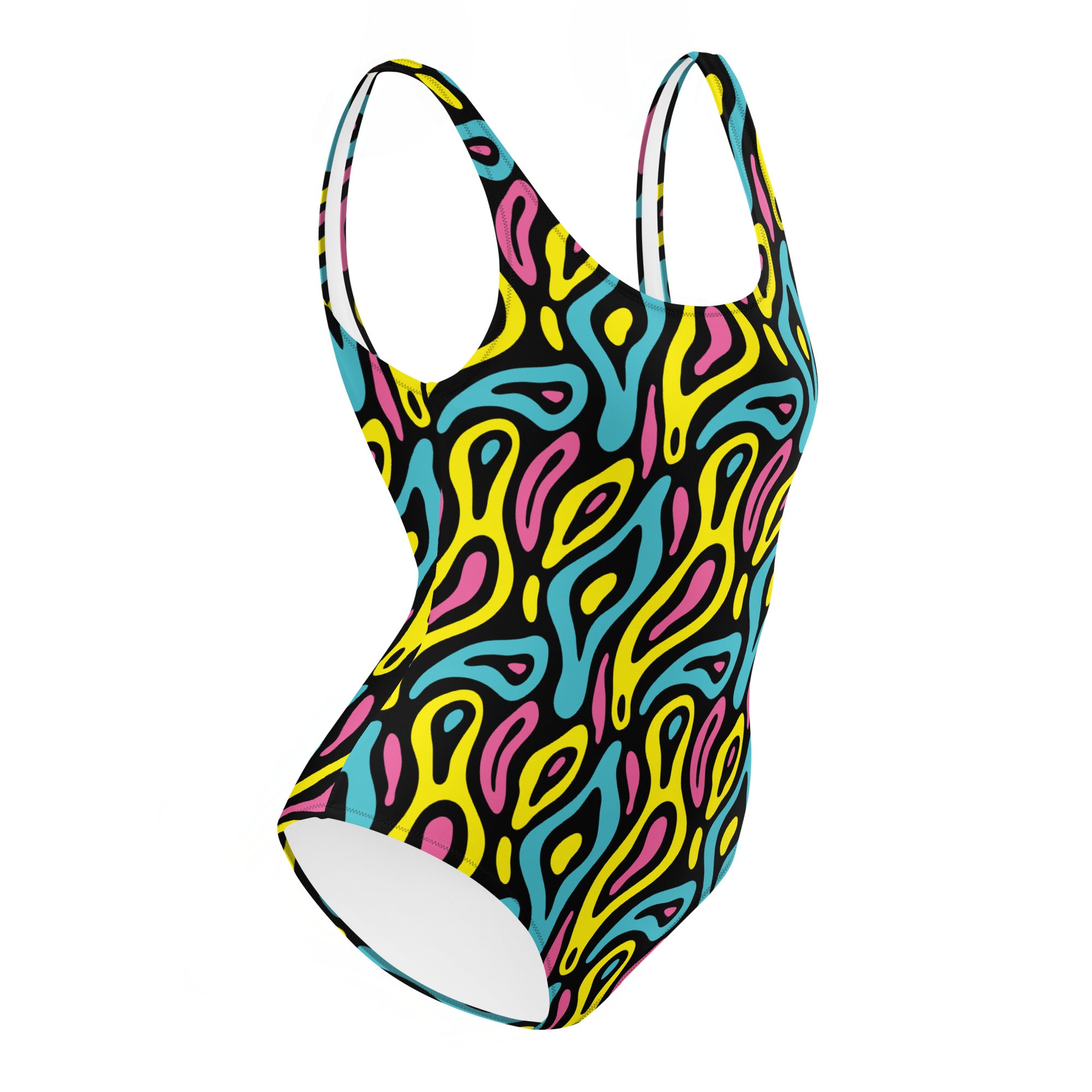 Colorful Neo Memphis Geometric Pattern One-Piece Swimsuit