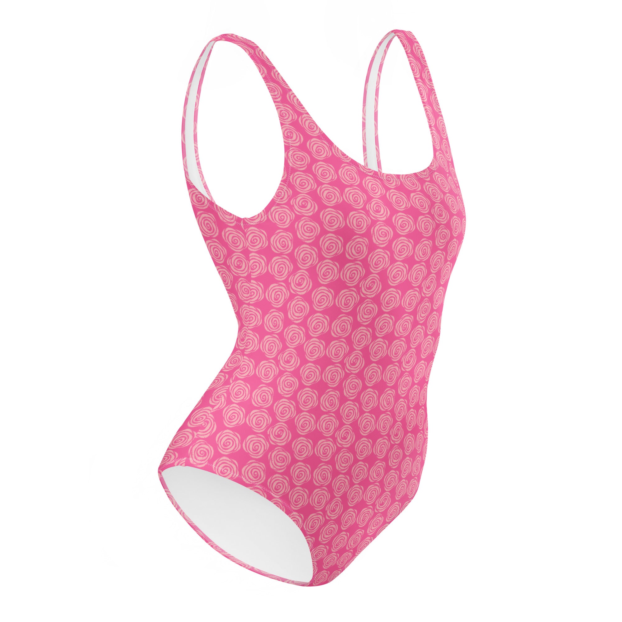 Preppy Pink Roses Valentine Inspired Cute One-Piece Swimsuit