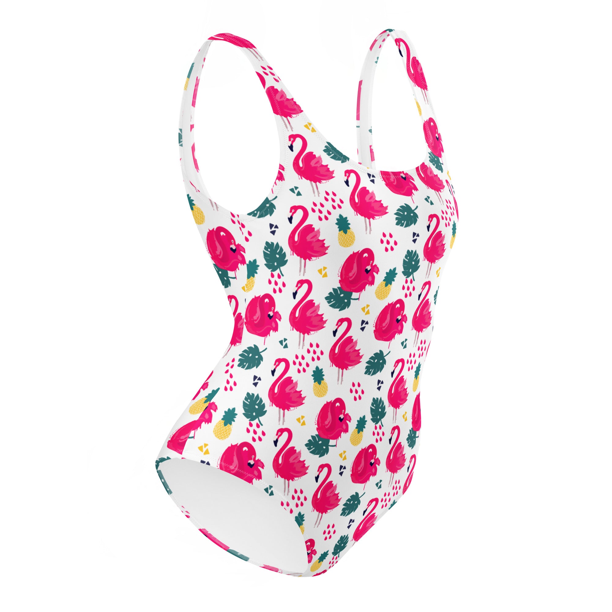 Preppy Pink Southern Flamingo Print One-Piece Swimsuit