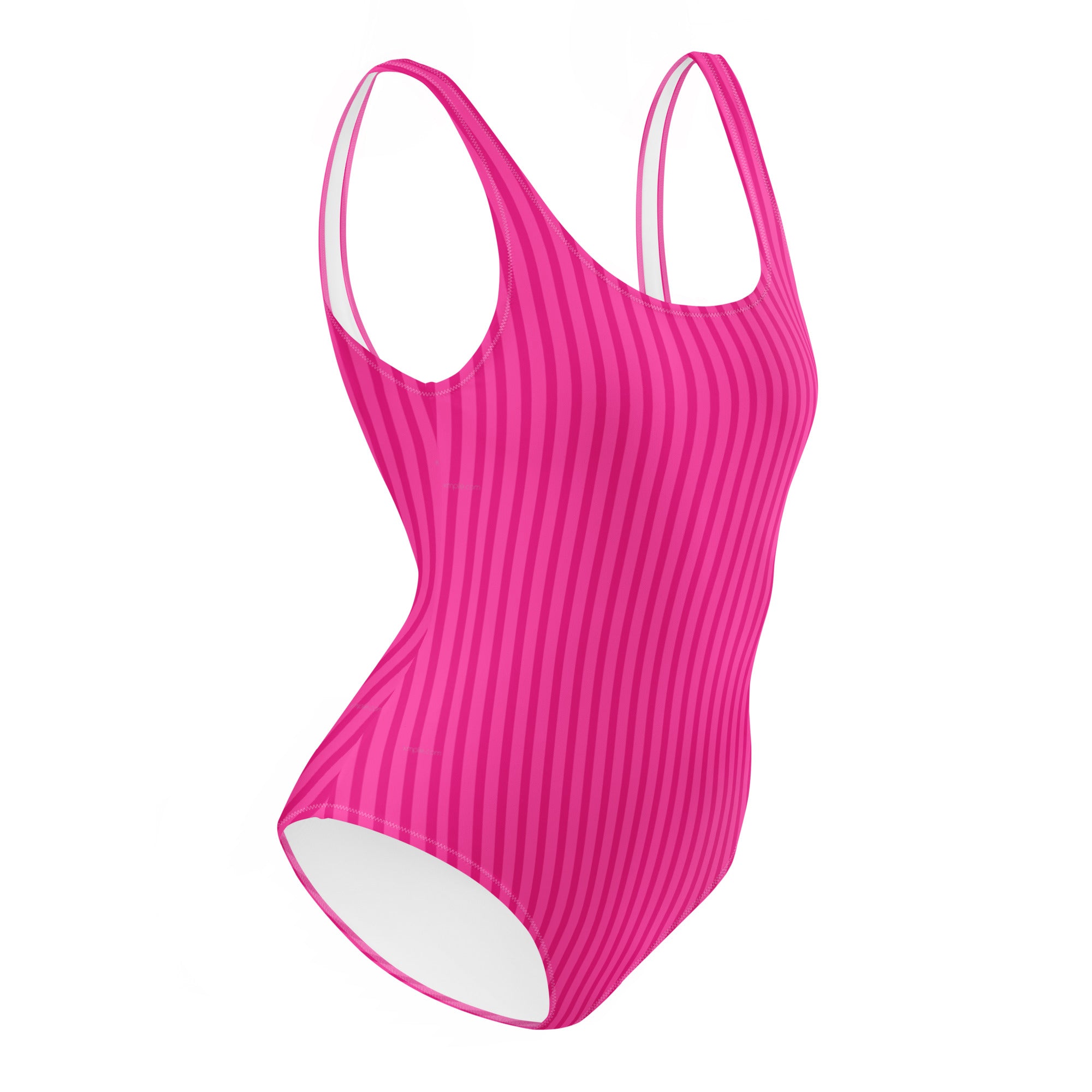 Preppy Aesthetic Pink Bubblegum Striped One-Piece Swimsuit