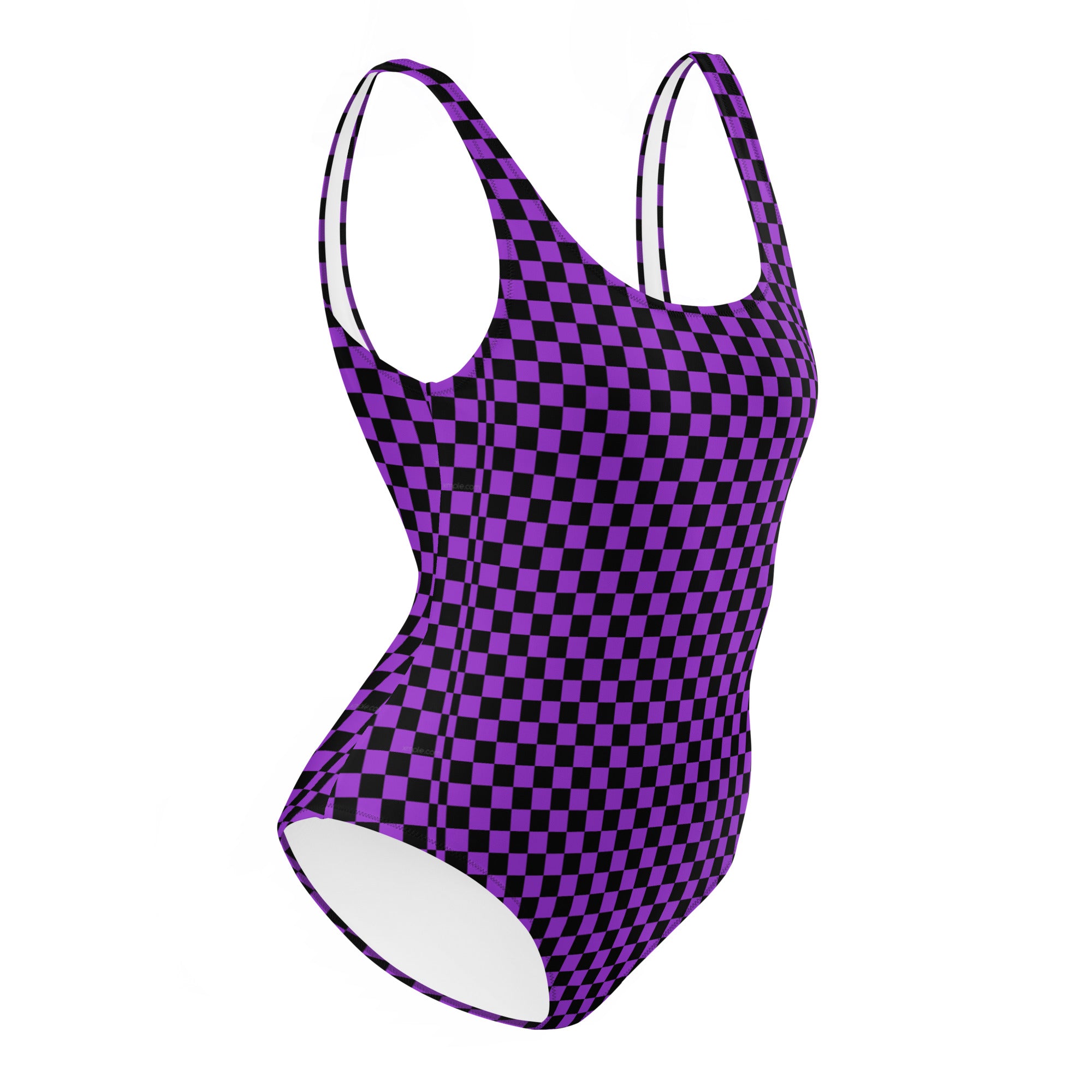 Preppy Purple Checkered One-Piece Swimsuit