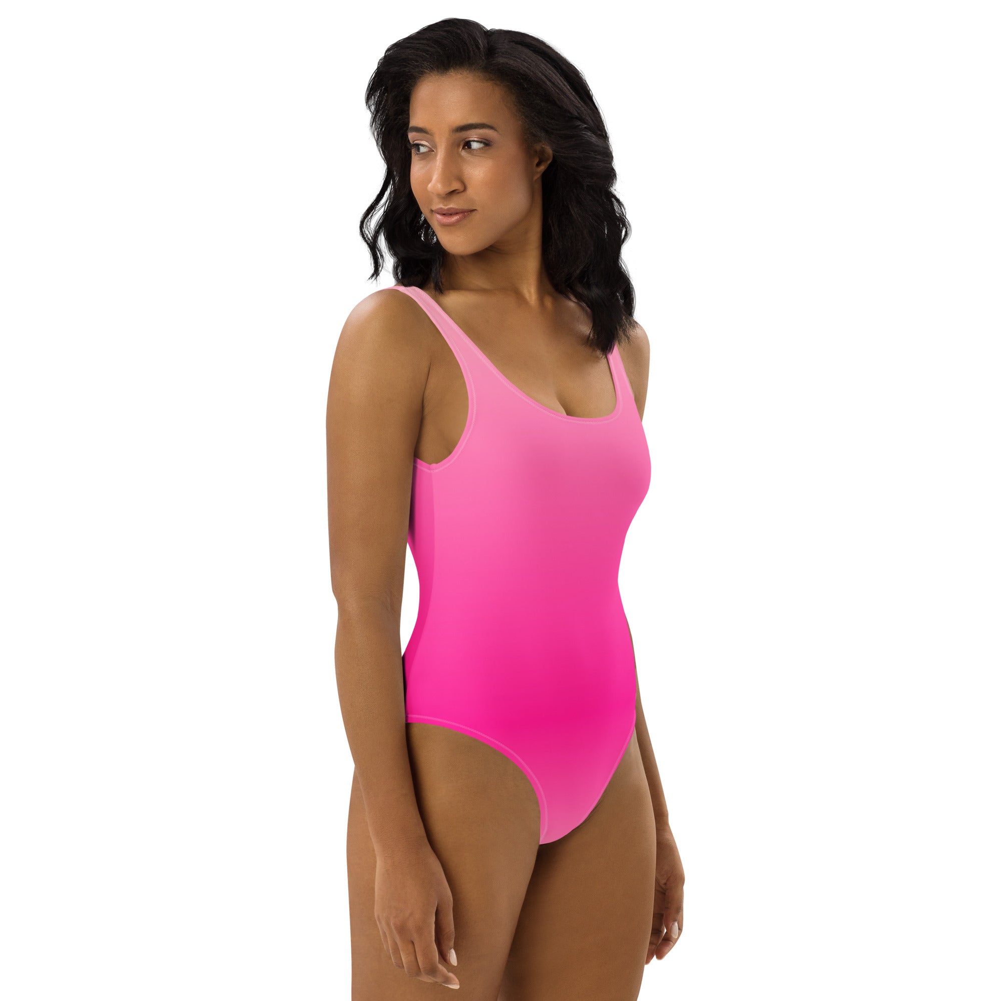 Preppy Pink Gradient One-Piece Swimsuit for Women