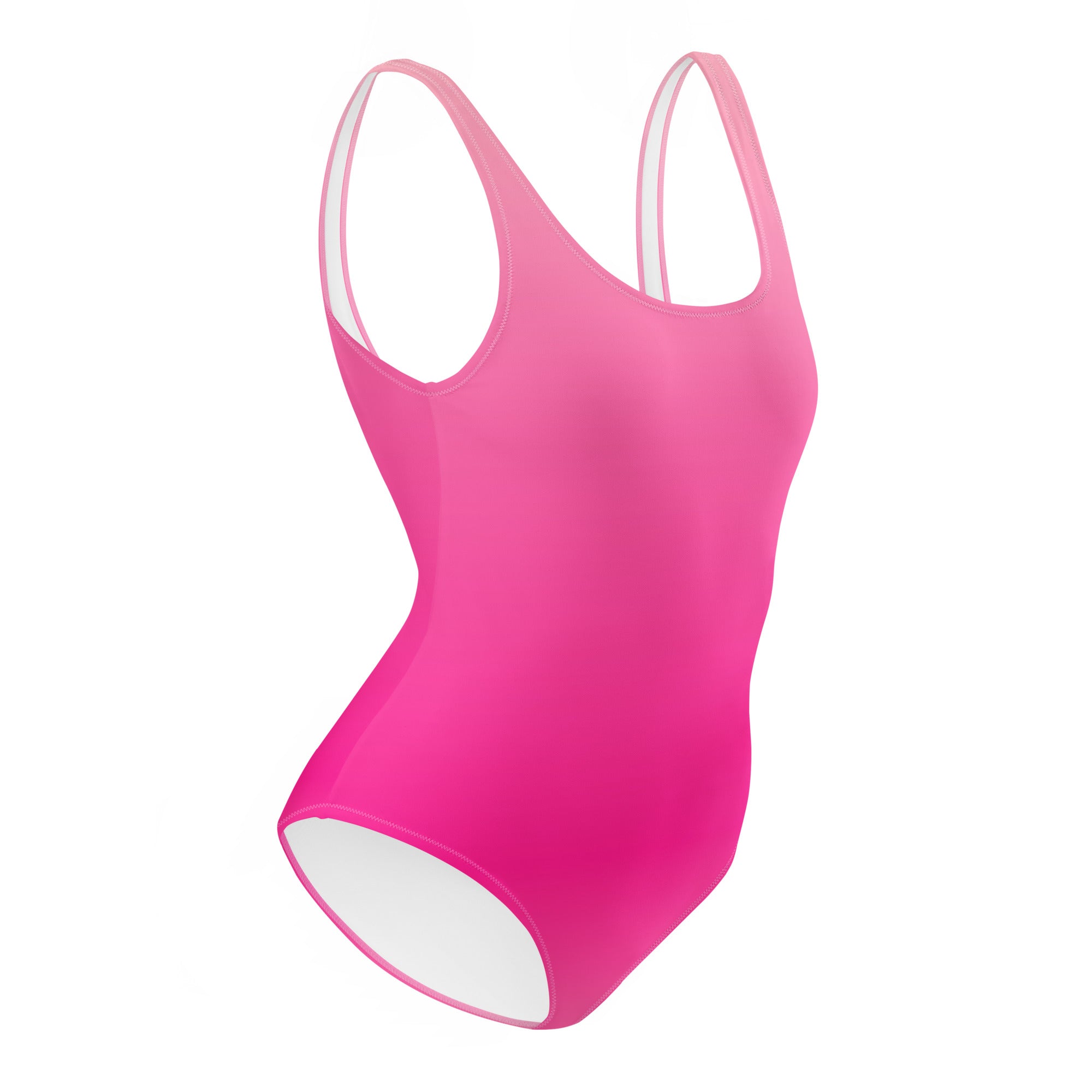 Preppy Pink Gradient One-Piece Swimsuit for Women