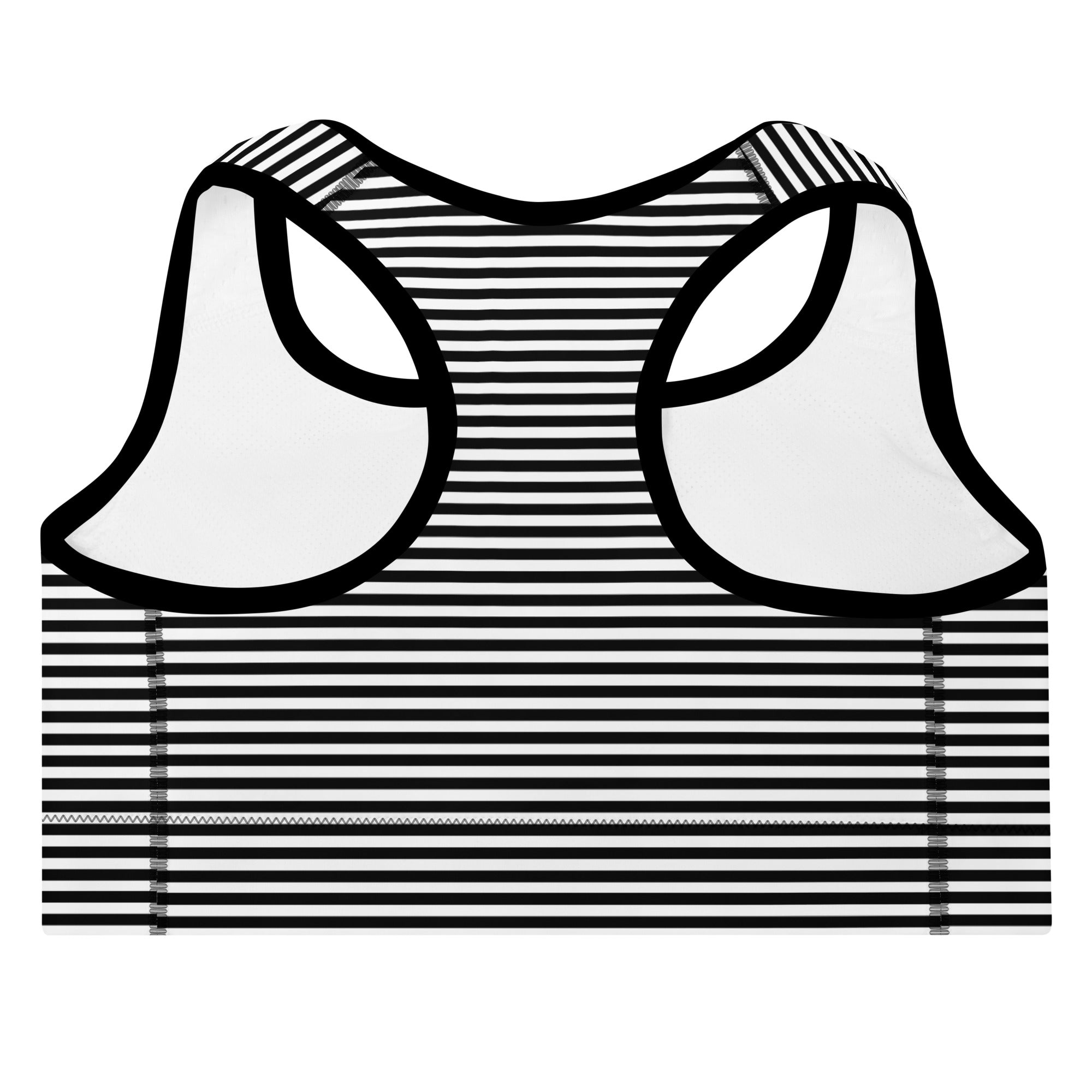 Preppy Black Striped Body Fit Padded Sports Bra