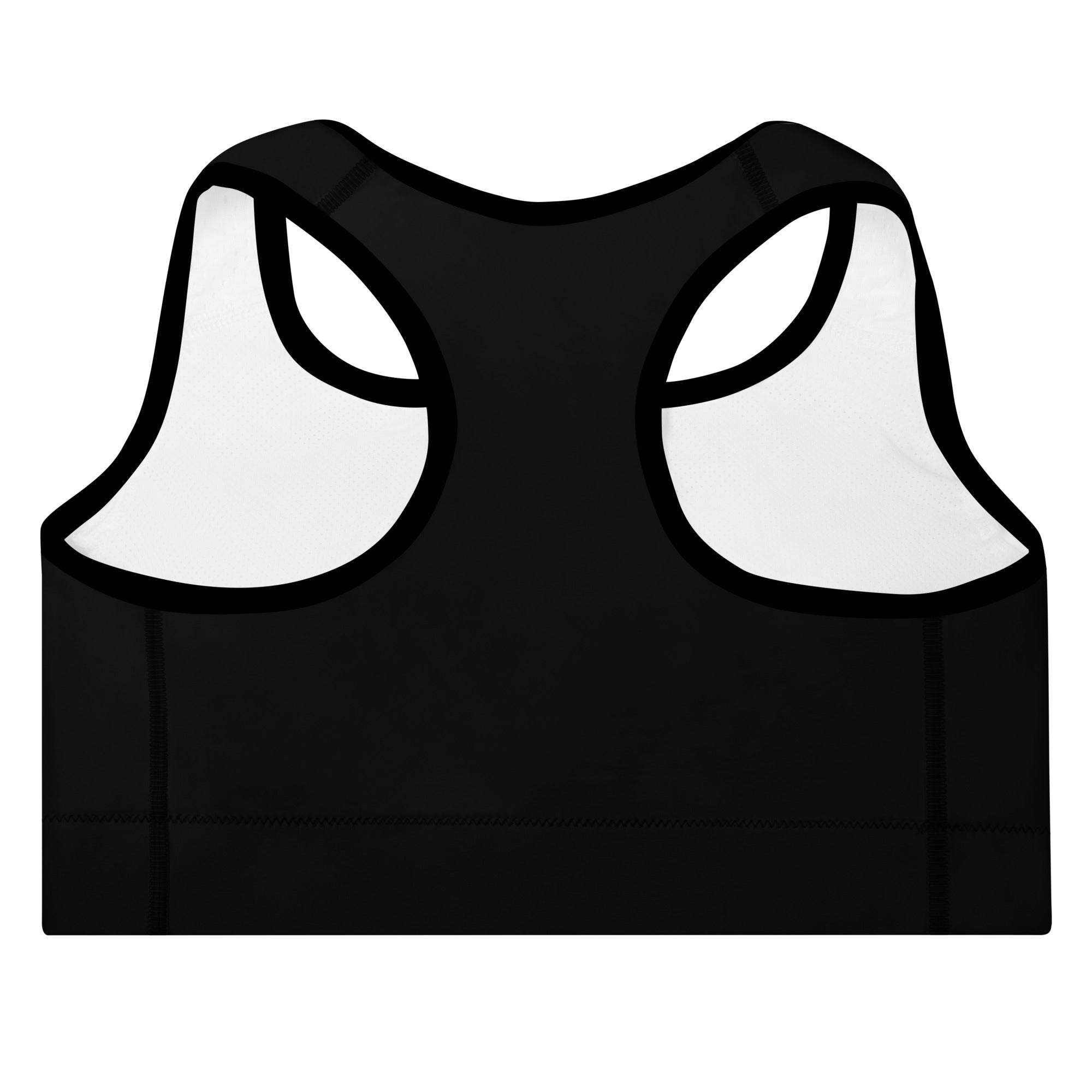 Preppy Plain Black Padded Sports Bra