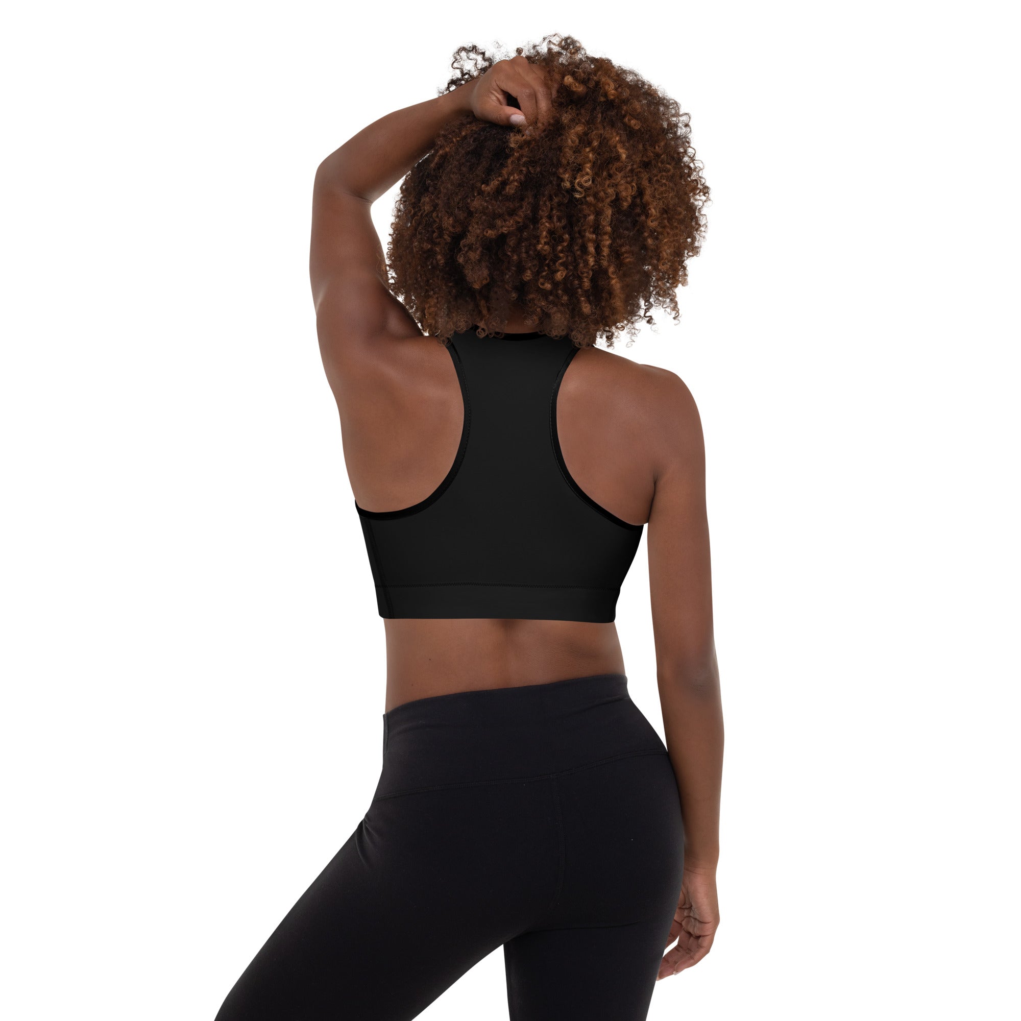 Preppy Plain Black Padded Sports Bra