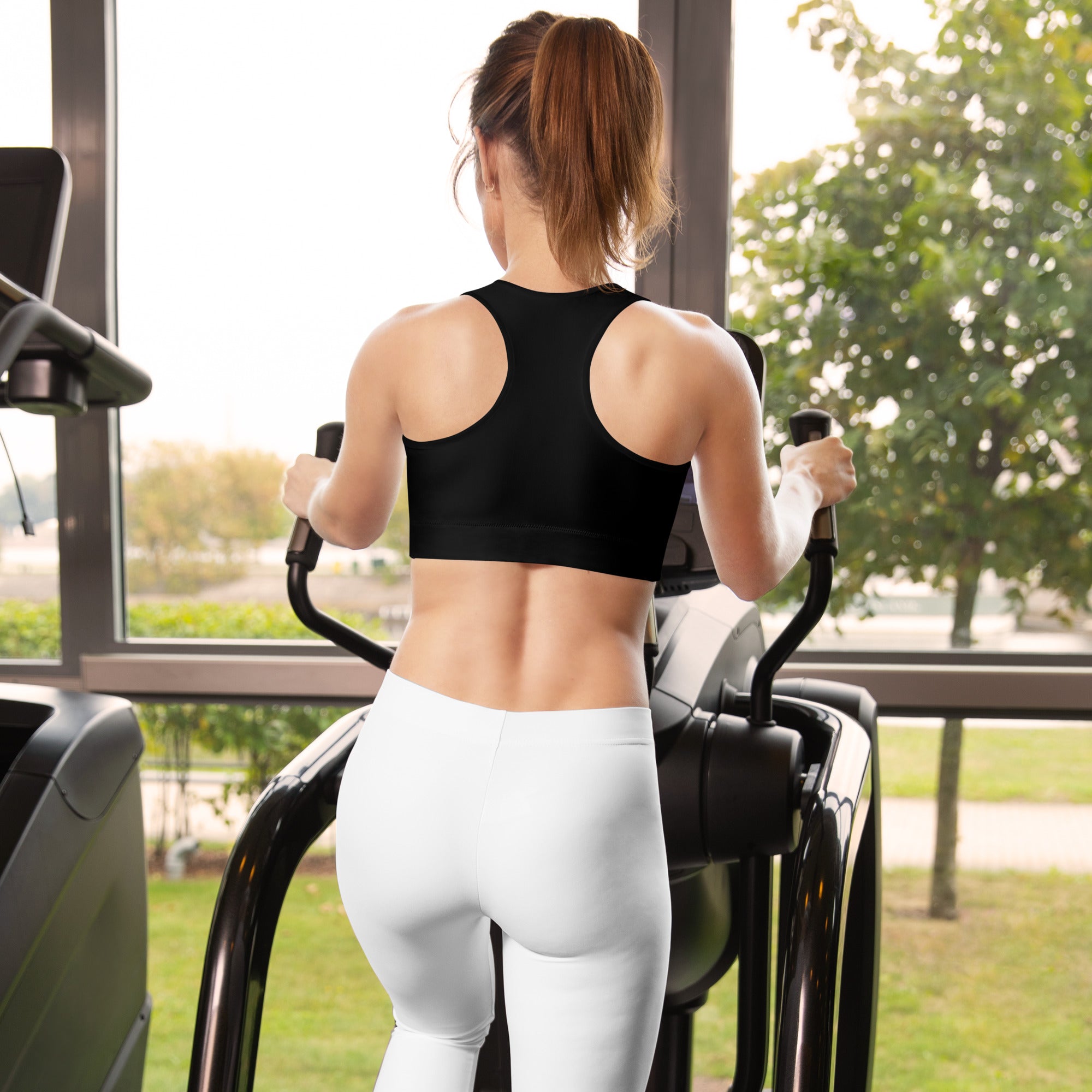 Preppy Plain Black Padded Sports Bra