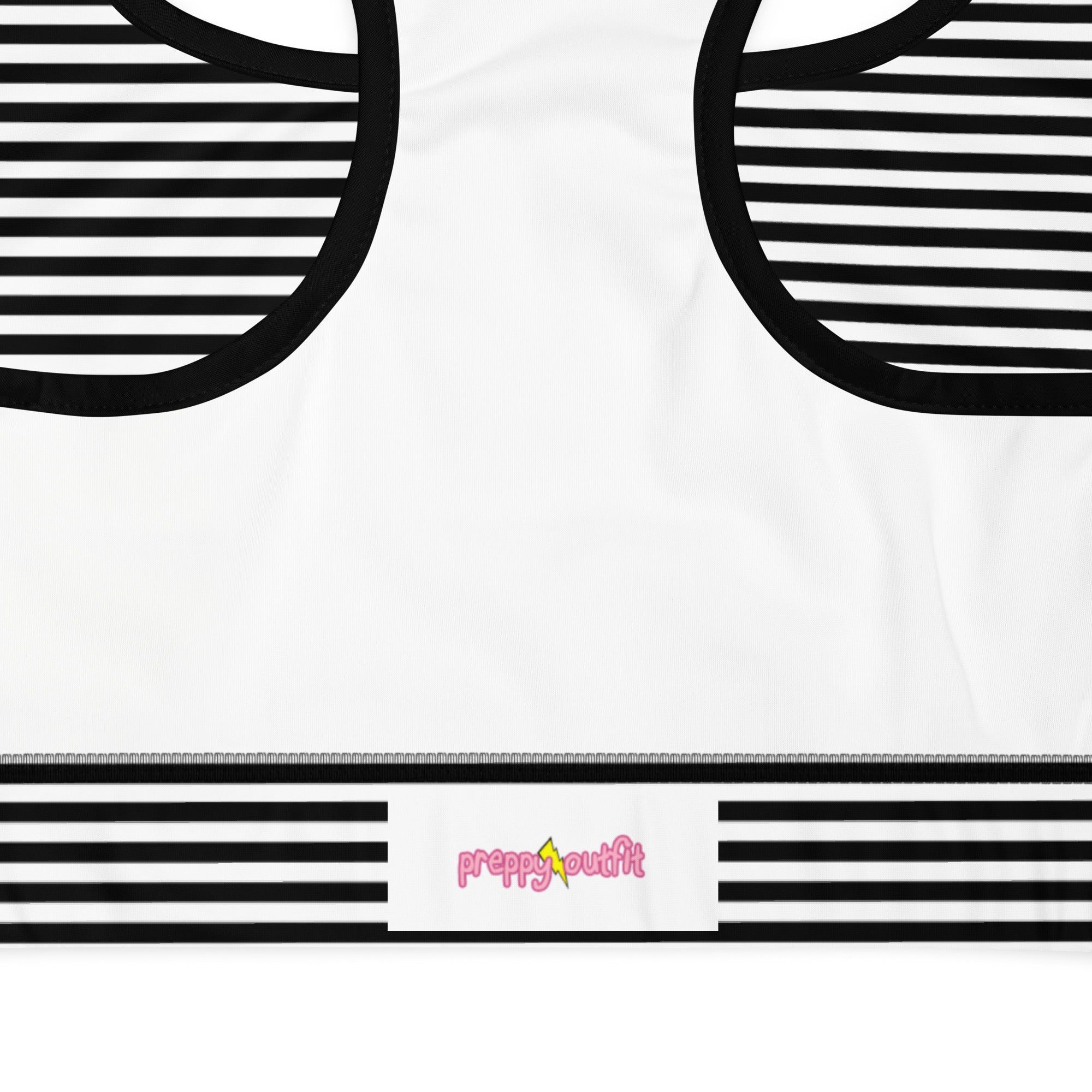 Preppy Black Striped Body Fit Padded Sports Bra