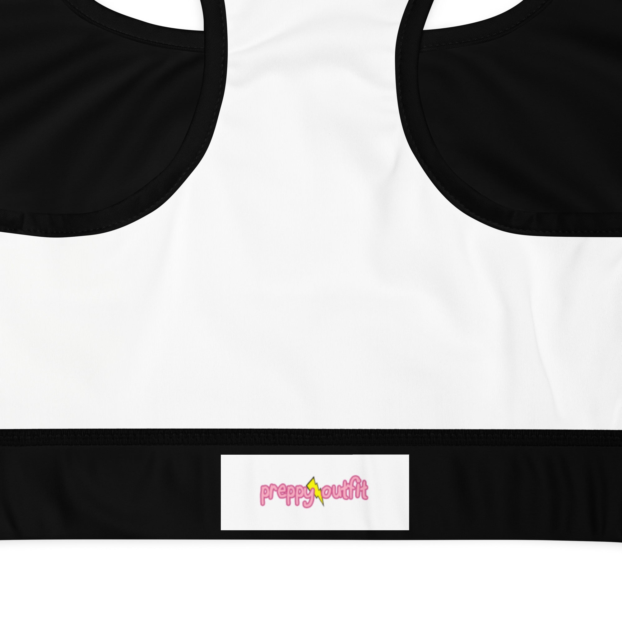 Preppy Plain Black Padded Sports Bra