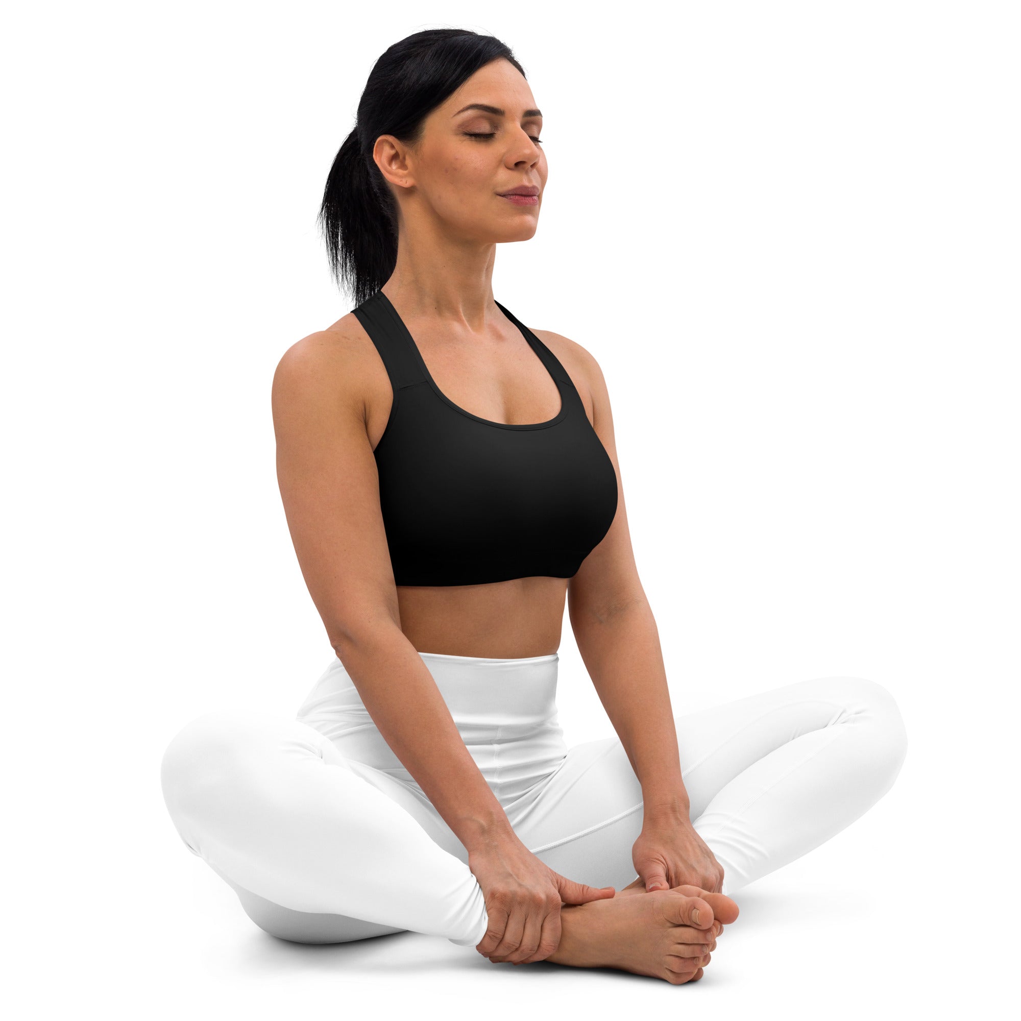 Preppy Plain Black Padded Sports Bra