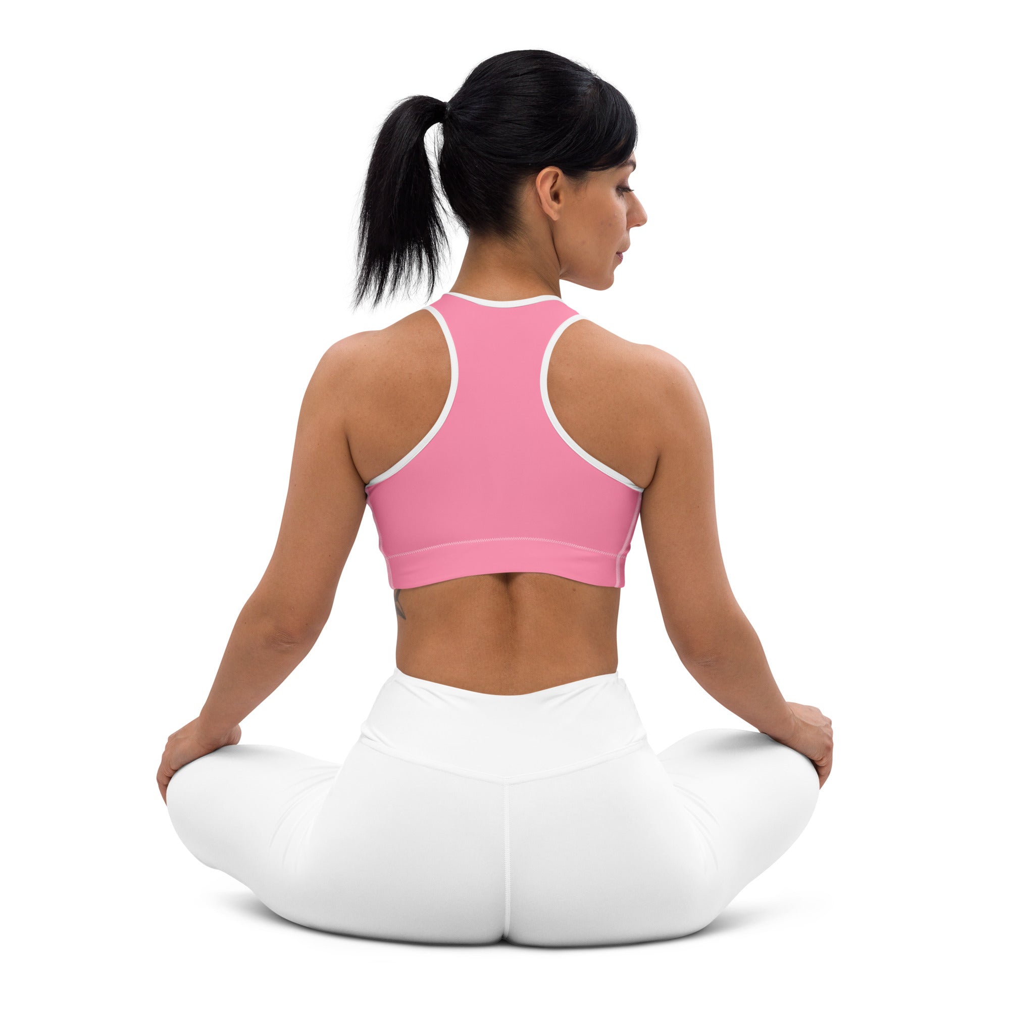 Preppy Plain Pink Padded Sports Bra