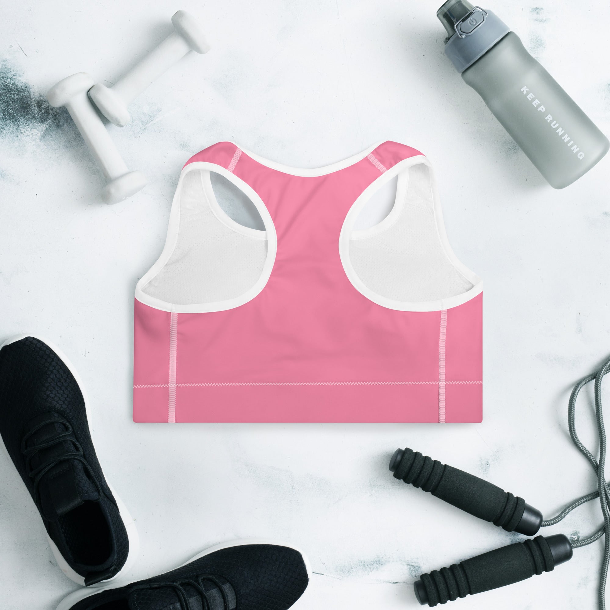 Preppy Plain Pink Padded Sports Bra