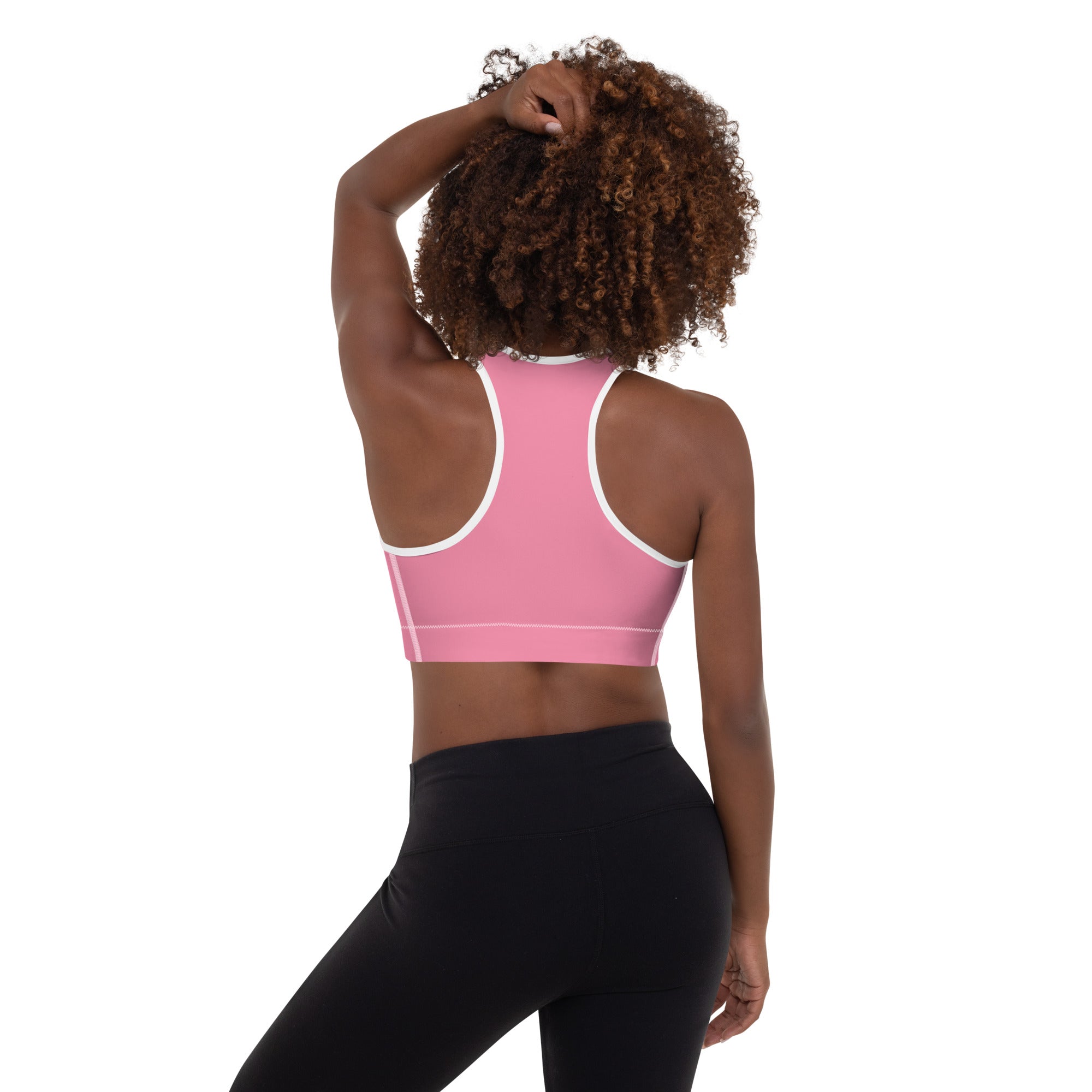 Preppy Plain Pink Padded Sports Bra