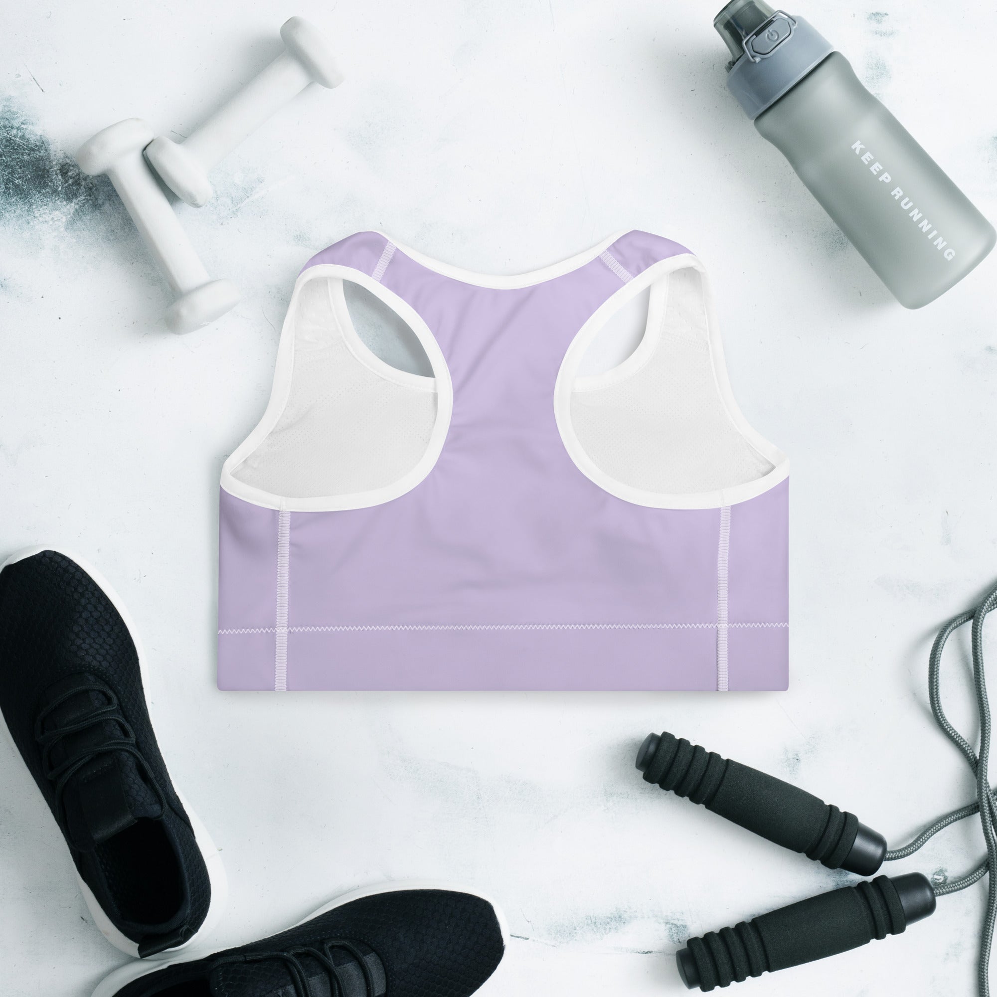 Preppy Plain Purple Padded Sports Bra