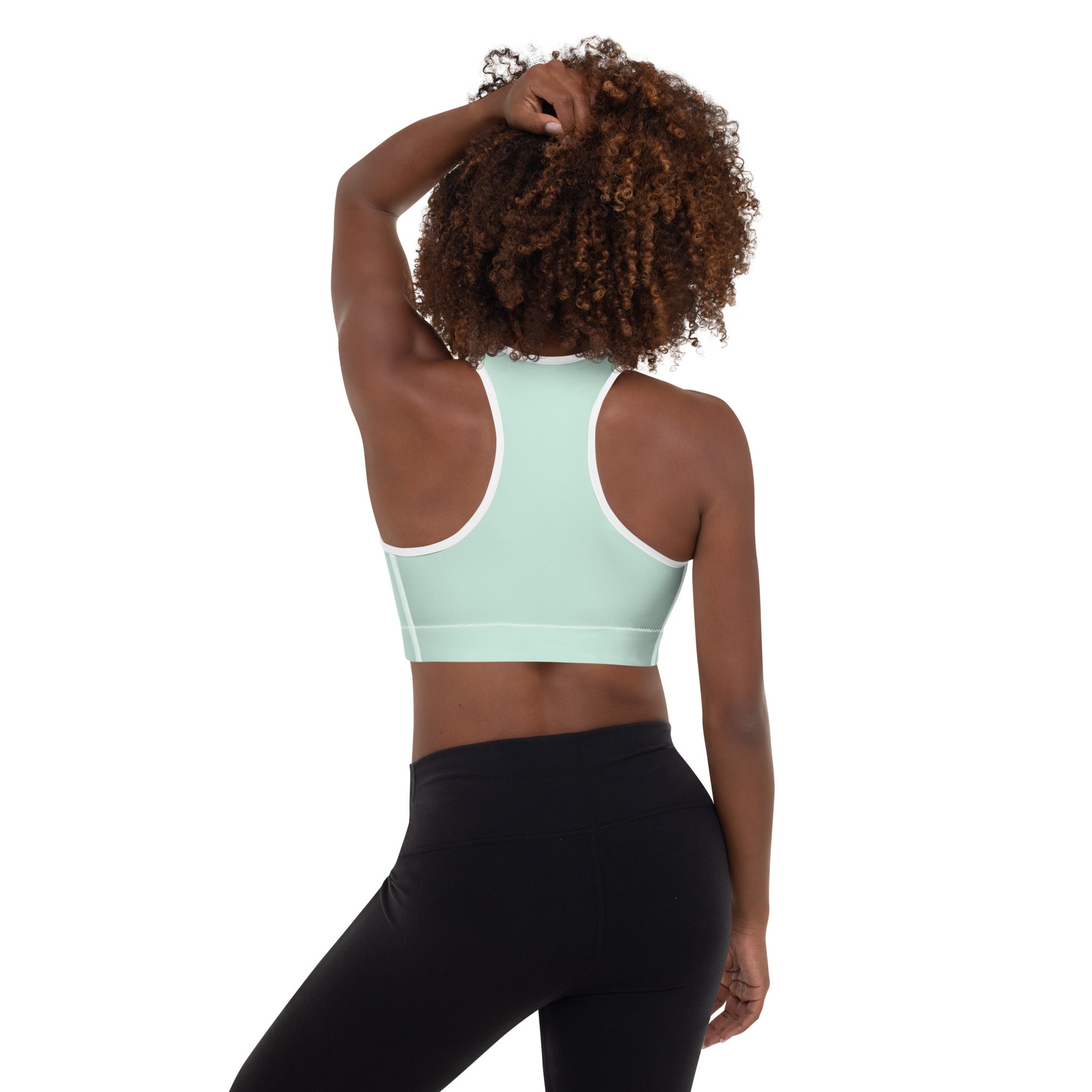 Preppy Plain Sea Green Padded Sports Bra
