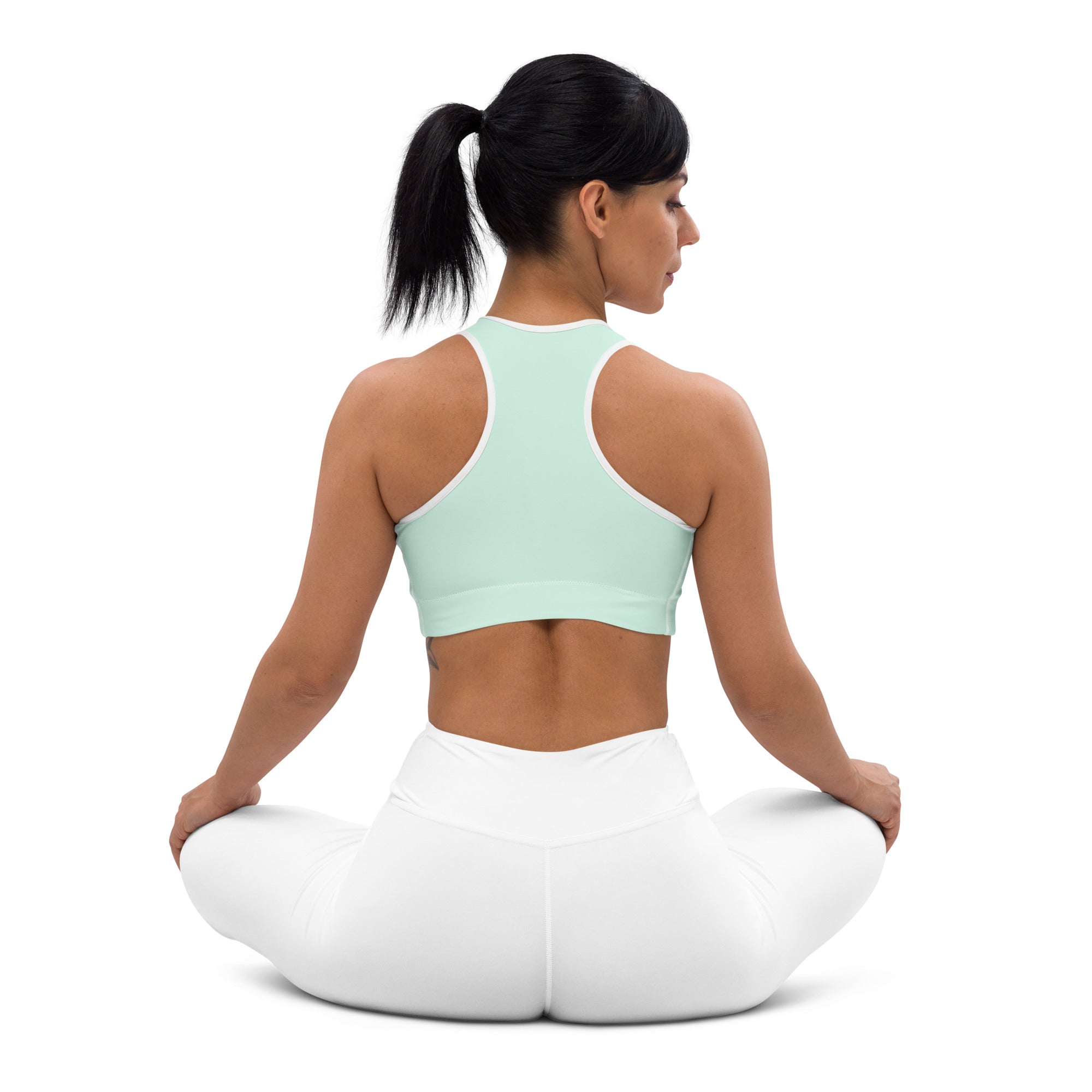 Preppy Plain Sea Green Padded Sports Bra