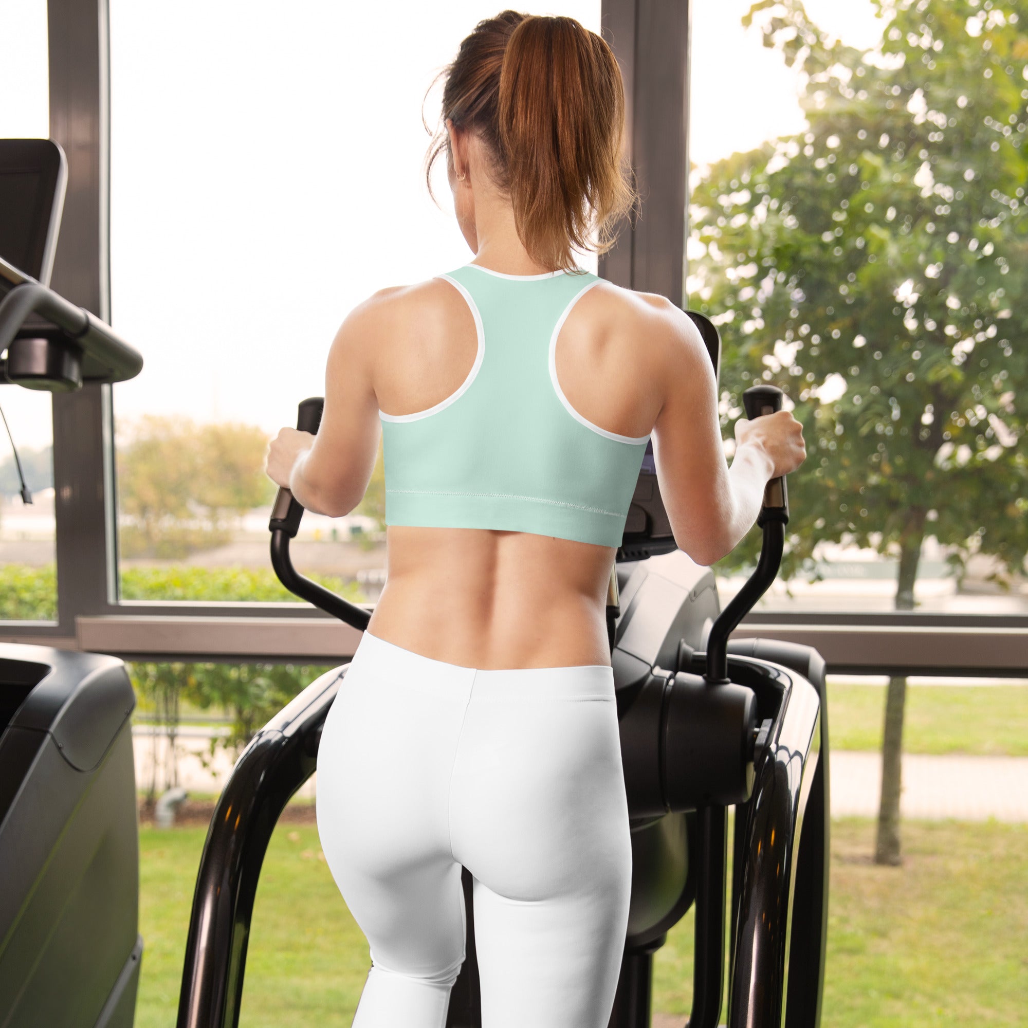 Preppy Plain Sea Green Padded Sports Bra