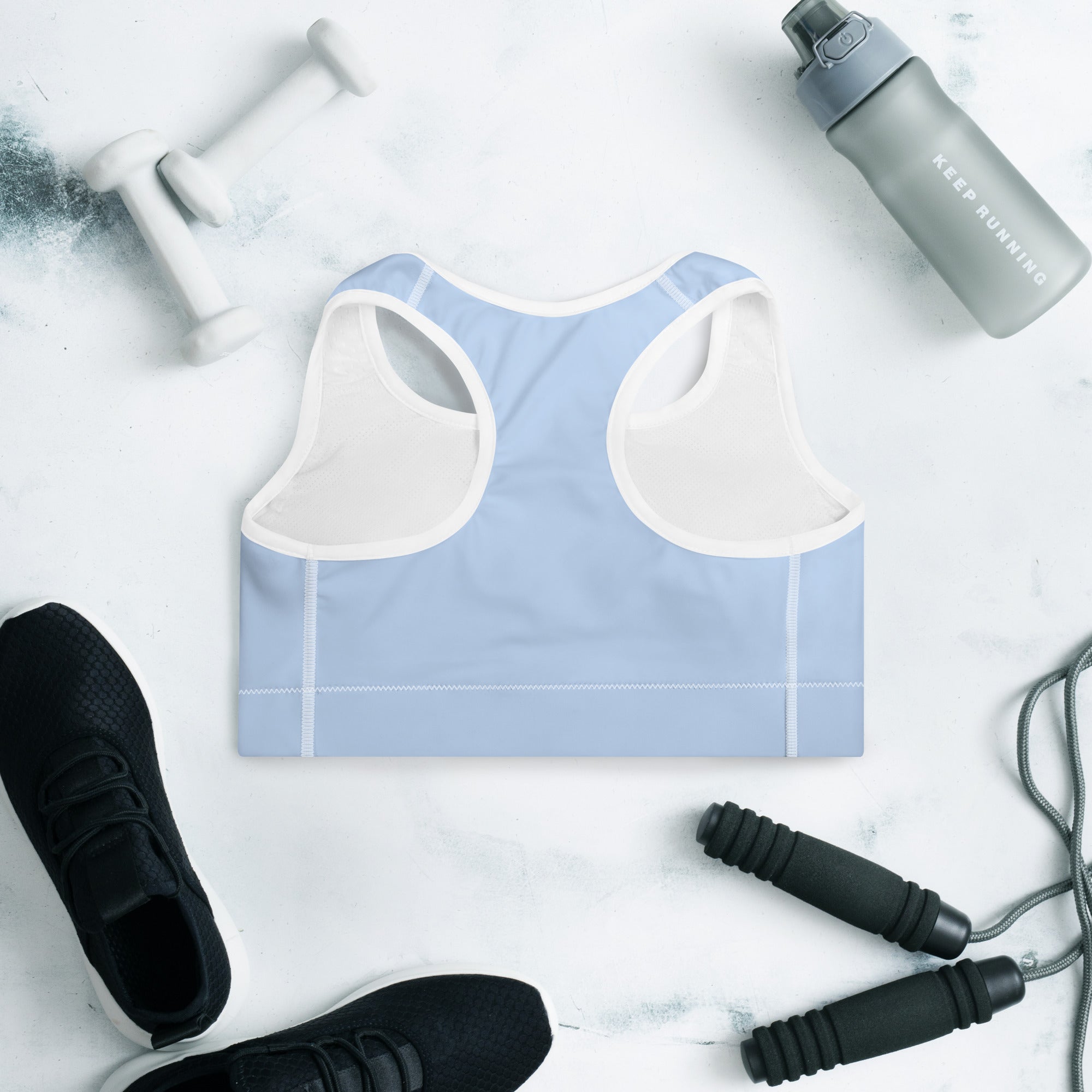 Preppy Plain Baby Blue Padded Sports Bra