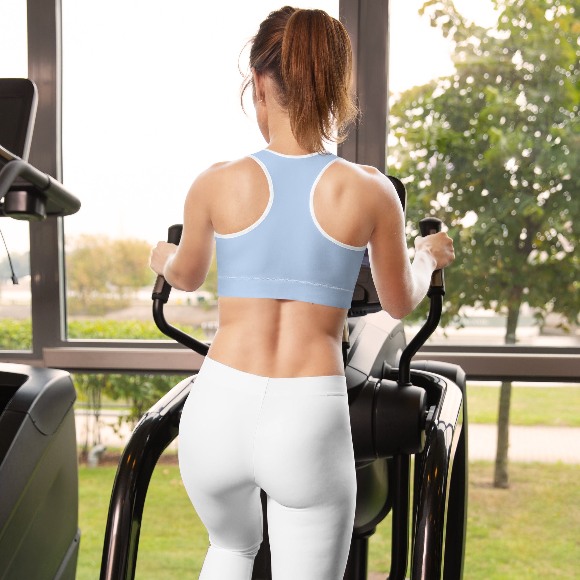 Preppy Plain Baby Blue Padded Sports Bra