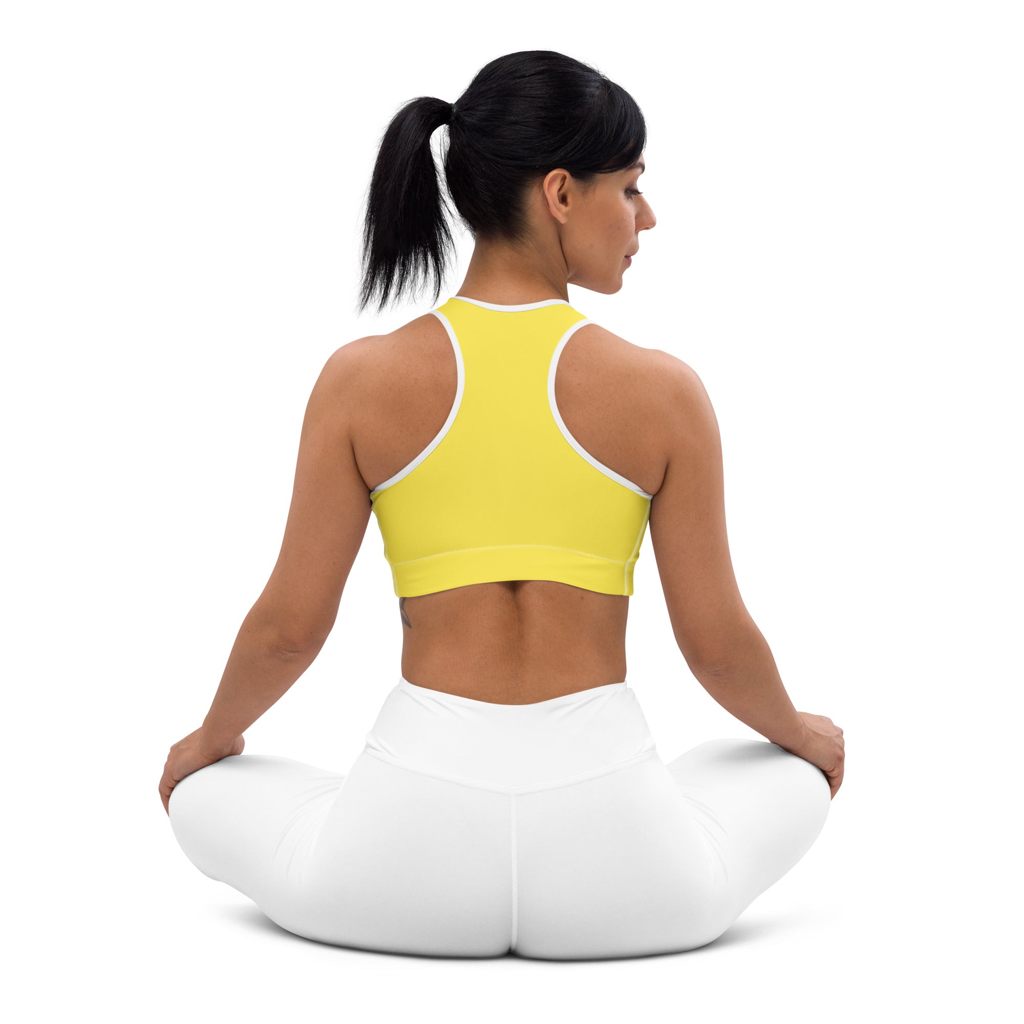 Preppy Plain Yellow Padded Sports Bra