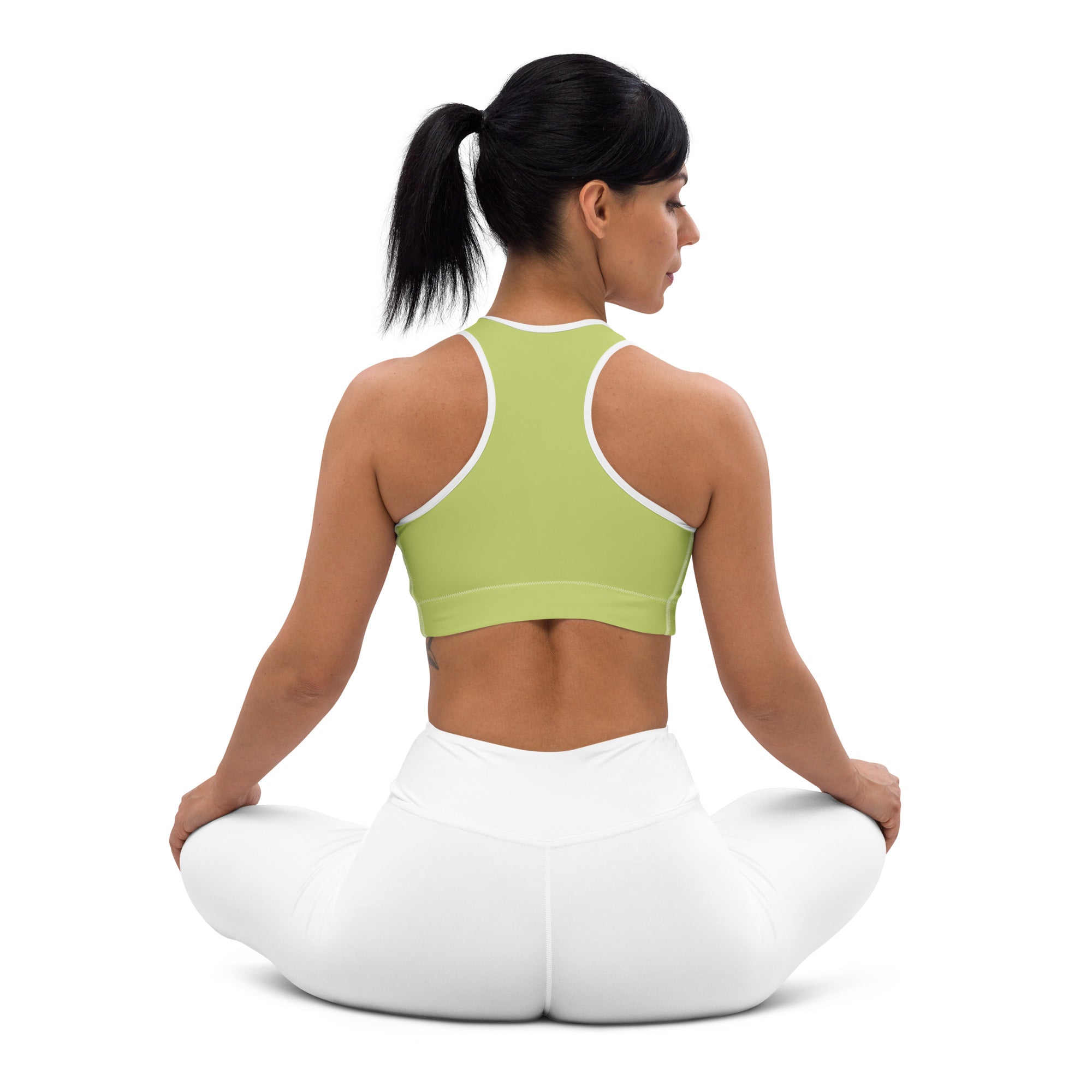 Preppy Plain Olive Green Padded Sports Bra