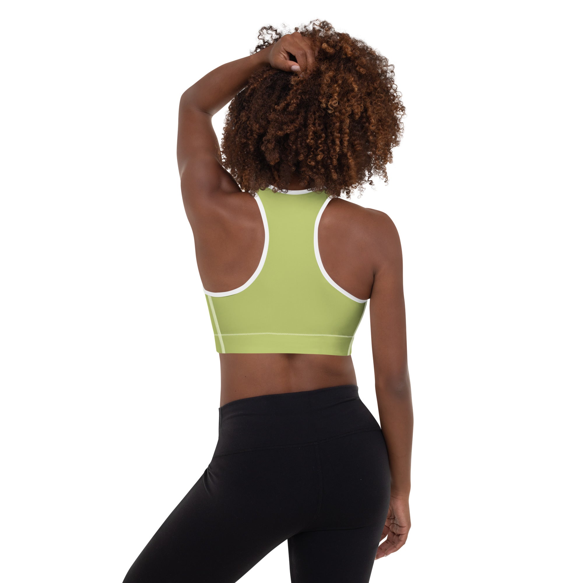 Preppy Plain Olive Green Padded Sports Bra