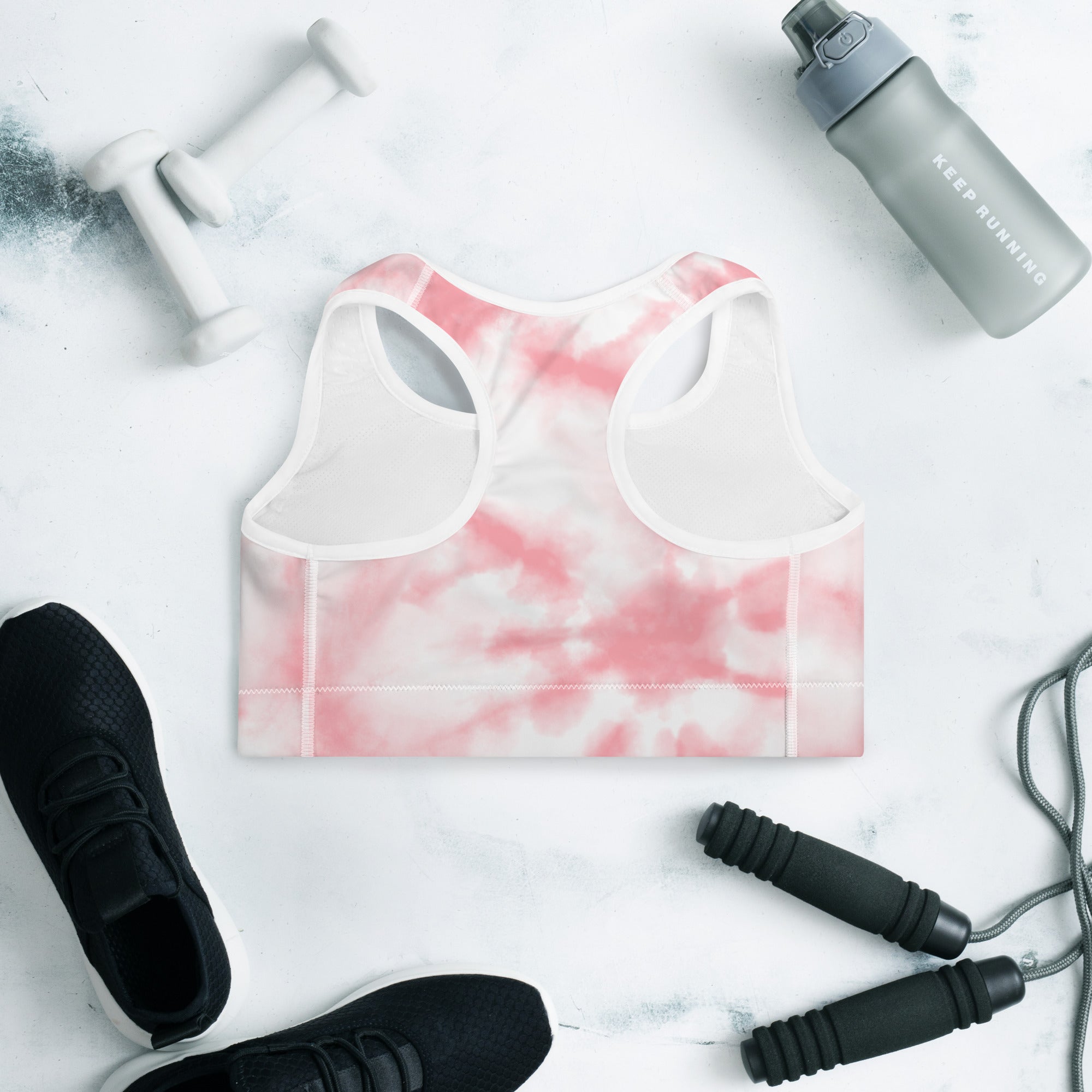 Cute Pink Tie Dye Padded Gym & Sports Bra