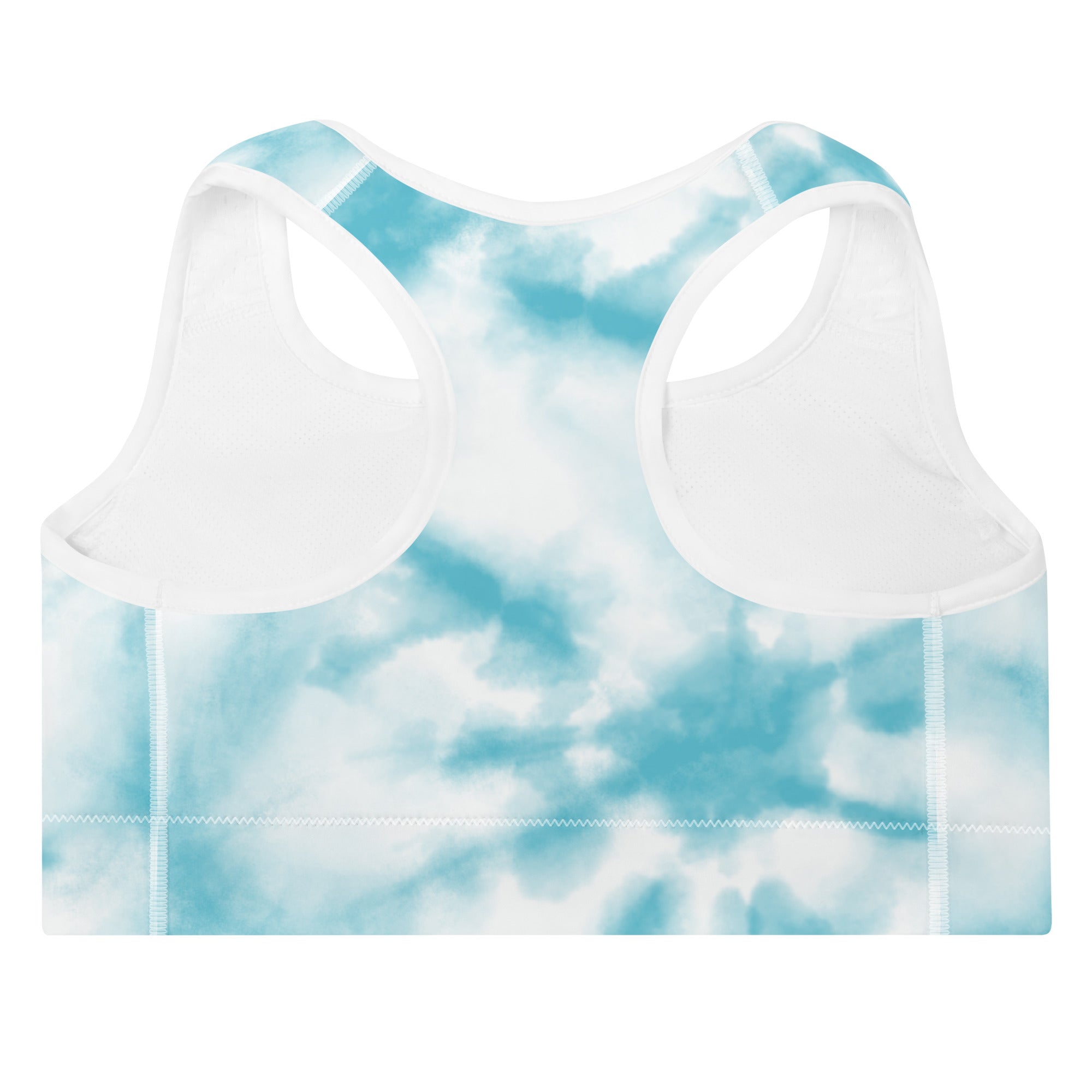 Preppy Blue Tie Dye Padded Gym & Sports Bra