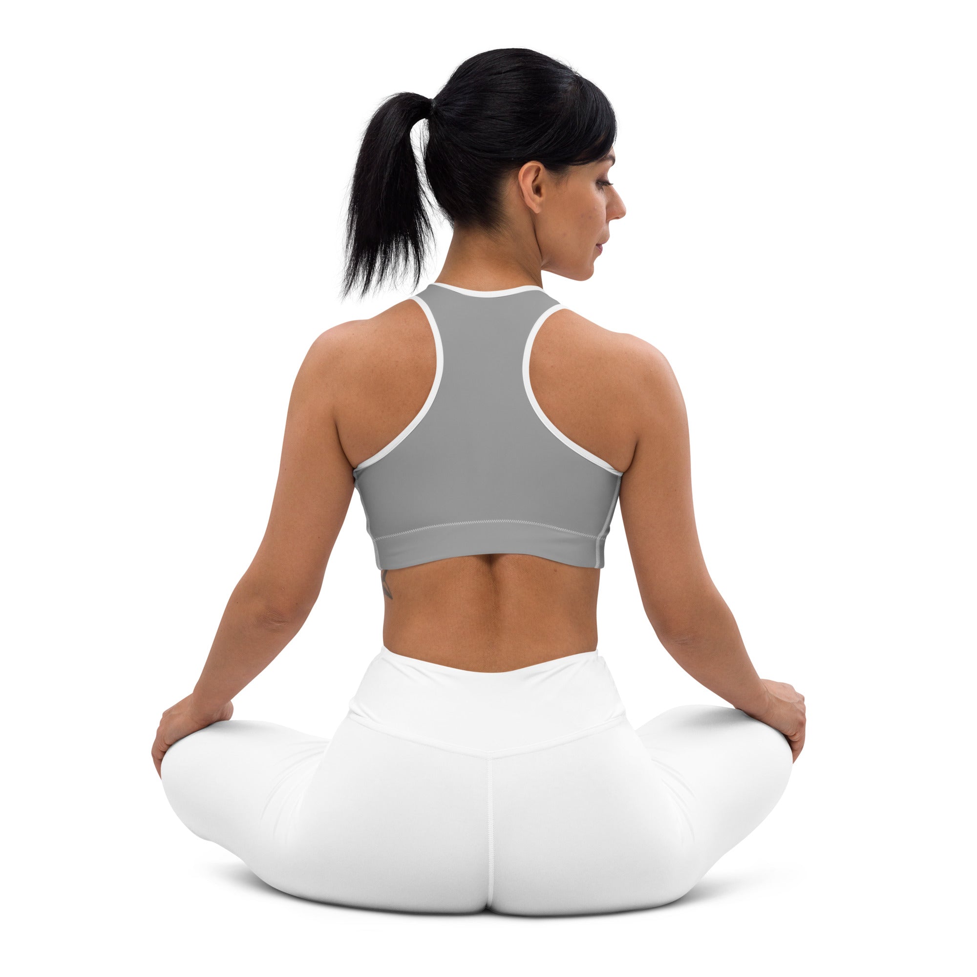 Preppy Aesthetic Grey Padded Sports Bra