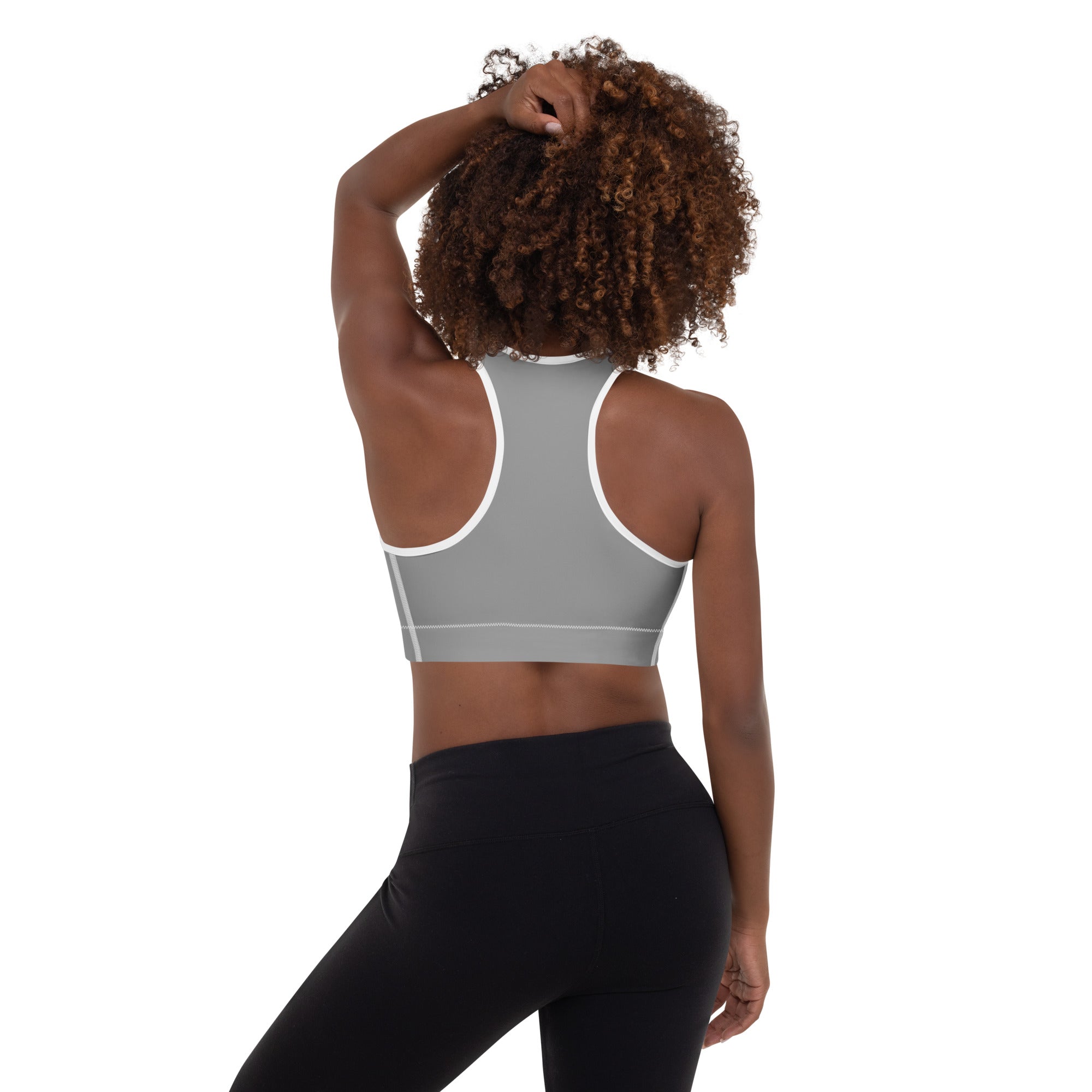 Preppy Aesthetic Grey Padded Sports Bra